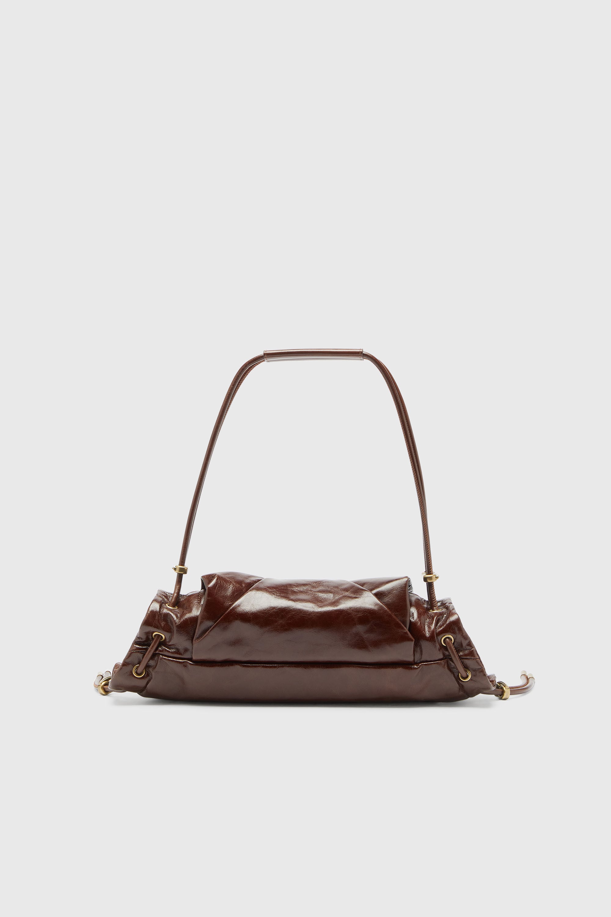 Diesel - SCRUNCH-D SHOULDER S, Woman's Scrunch-D-Small shoulder bag in shiny scrunched leather in Brown - 3