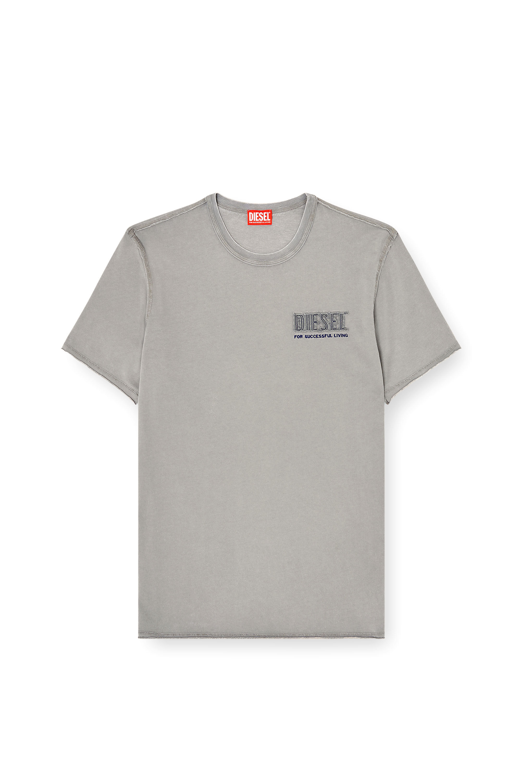 Men's Acid-wash T-shirt with raw edges | Grey | Diesel DK