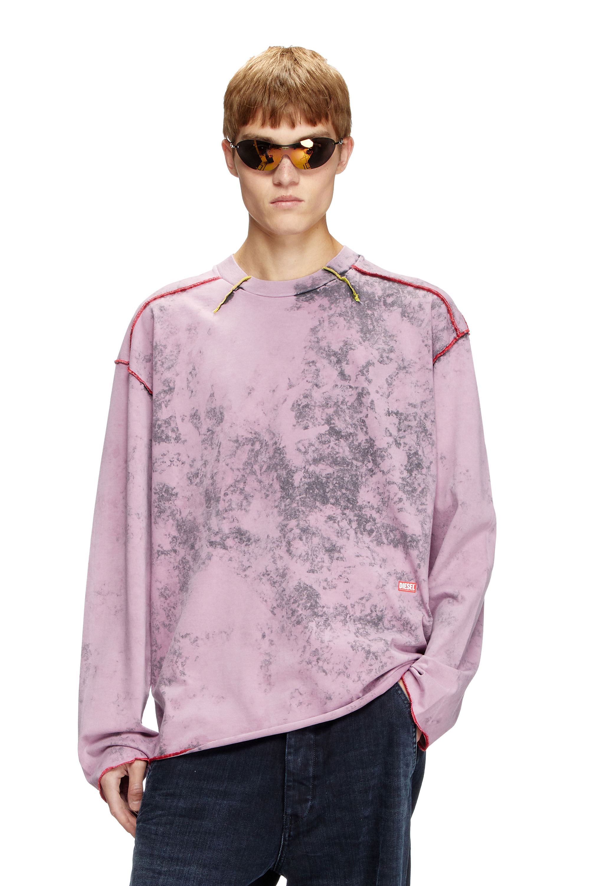 Diesel - T-CRAHOR-LS-R1, Man's Treated long-sleeve T-shirt in Pink - 3