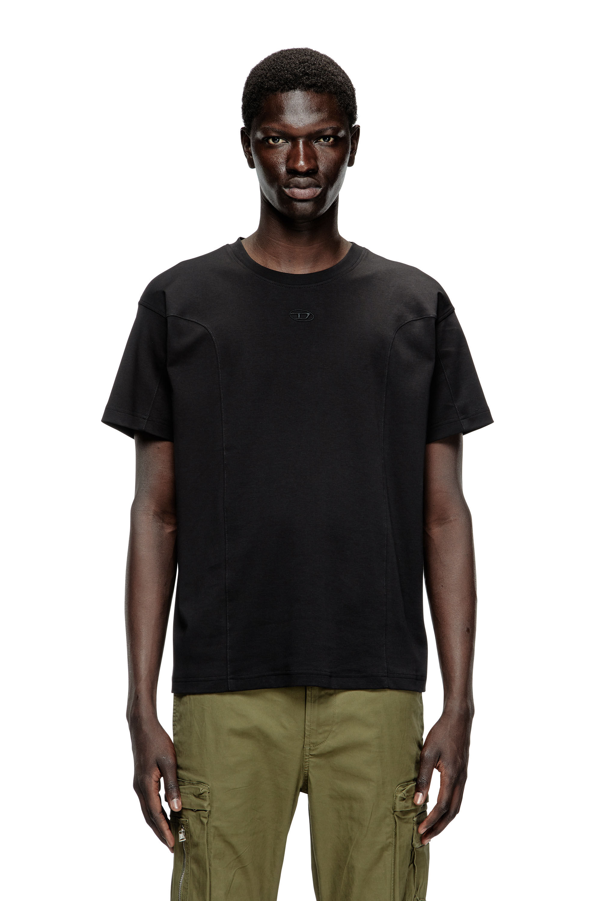 Diesel - T-NORM-INT, Man's Short-sleeve T-shirt with panels in Black - 3