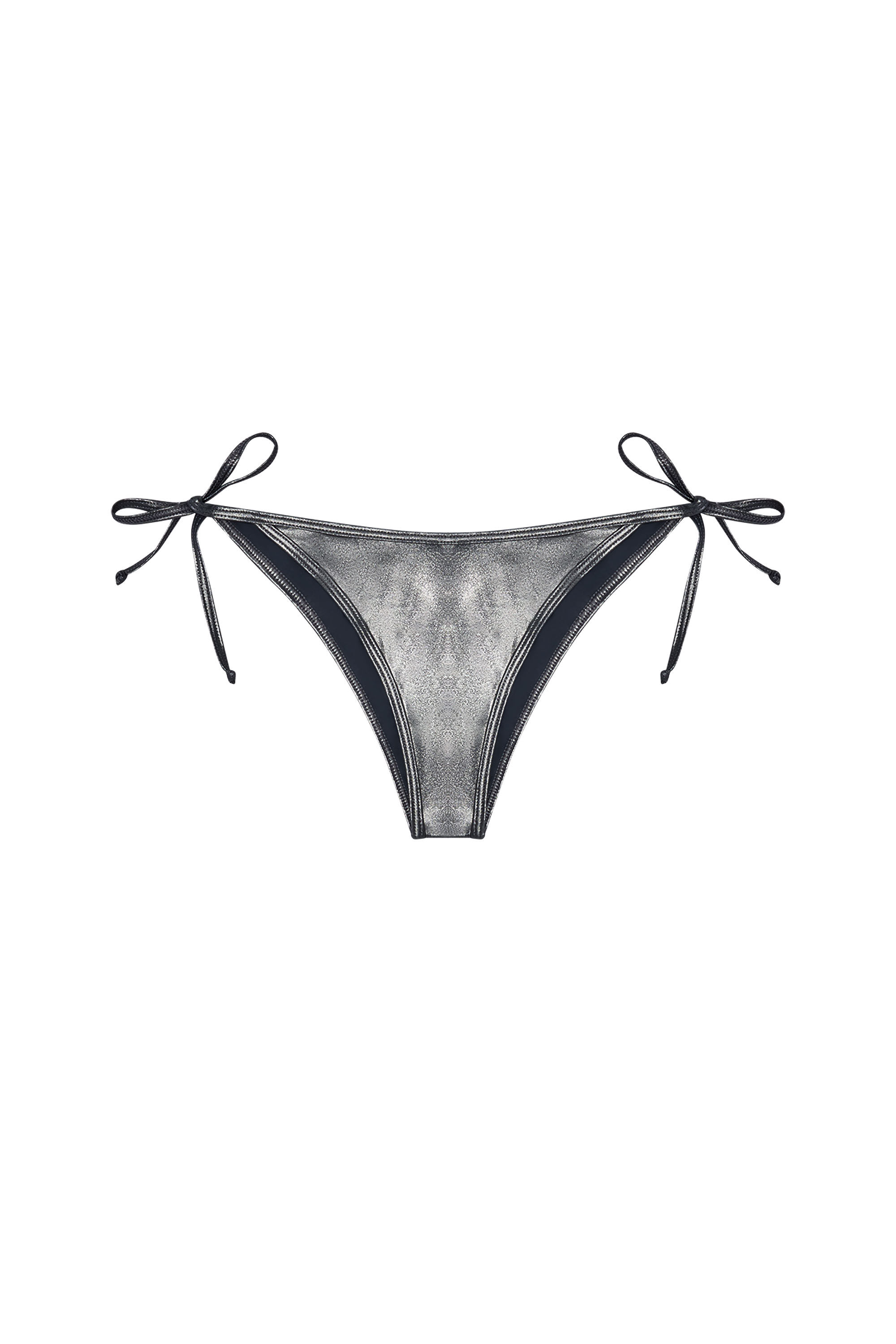Diesel - BRAZILIAN-D-CORE, Woman's Metallic bikini bottoms with logo in Grey - 4