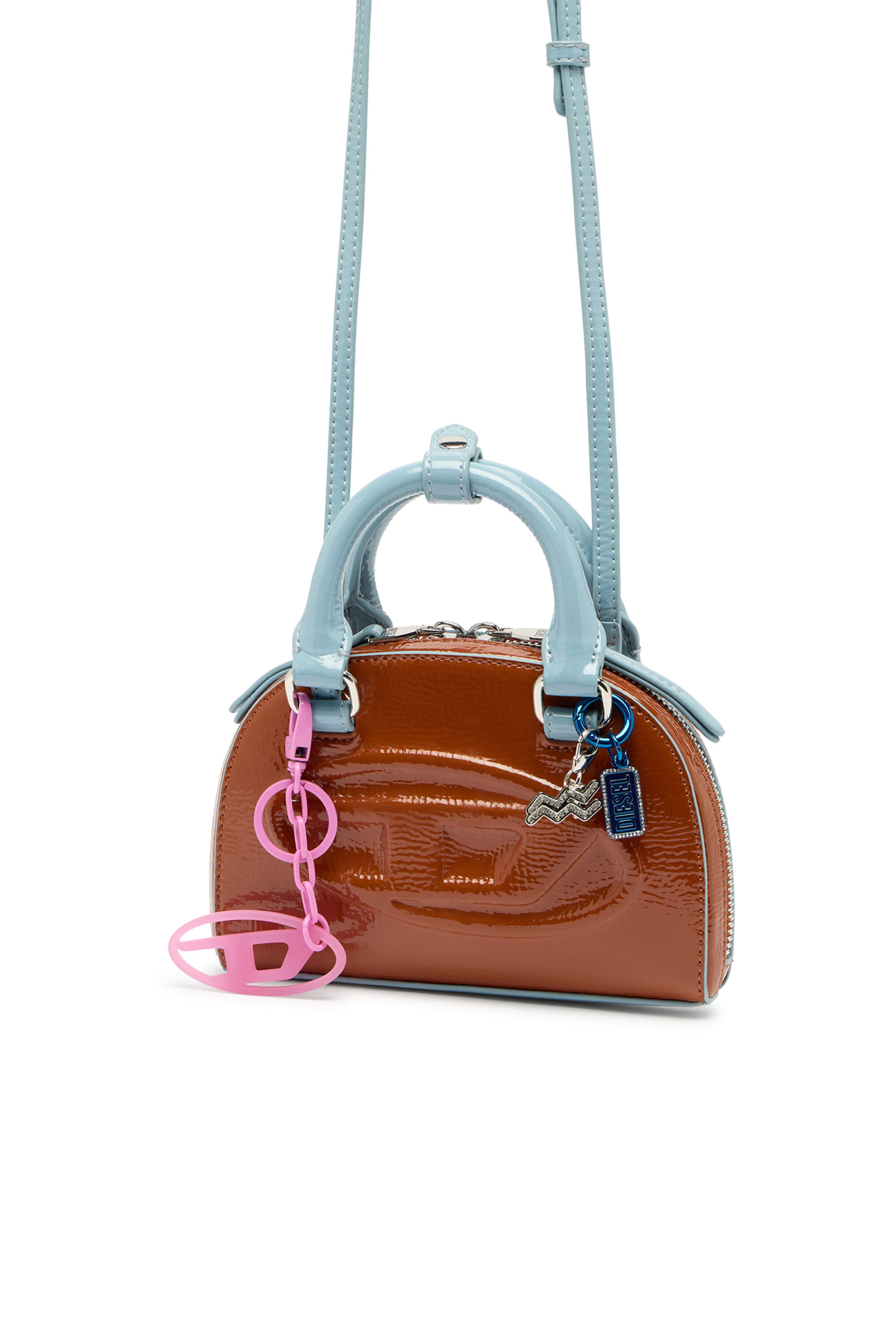 ディーゼルワン Women's 1DR Dome-Slim bowling bag with naplak effect | Brown