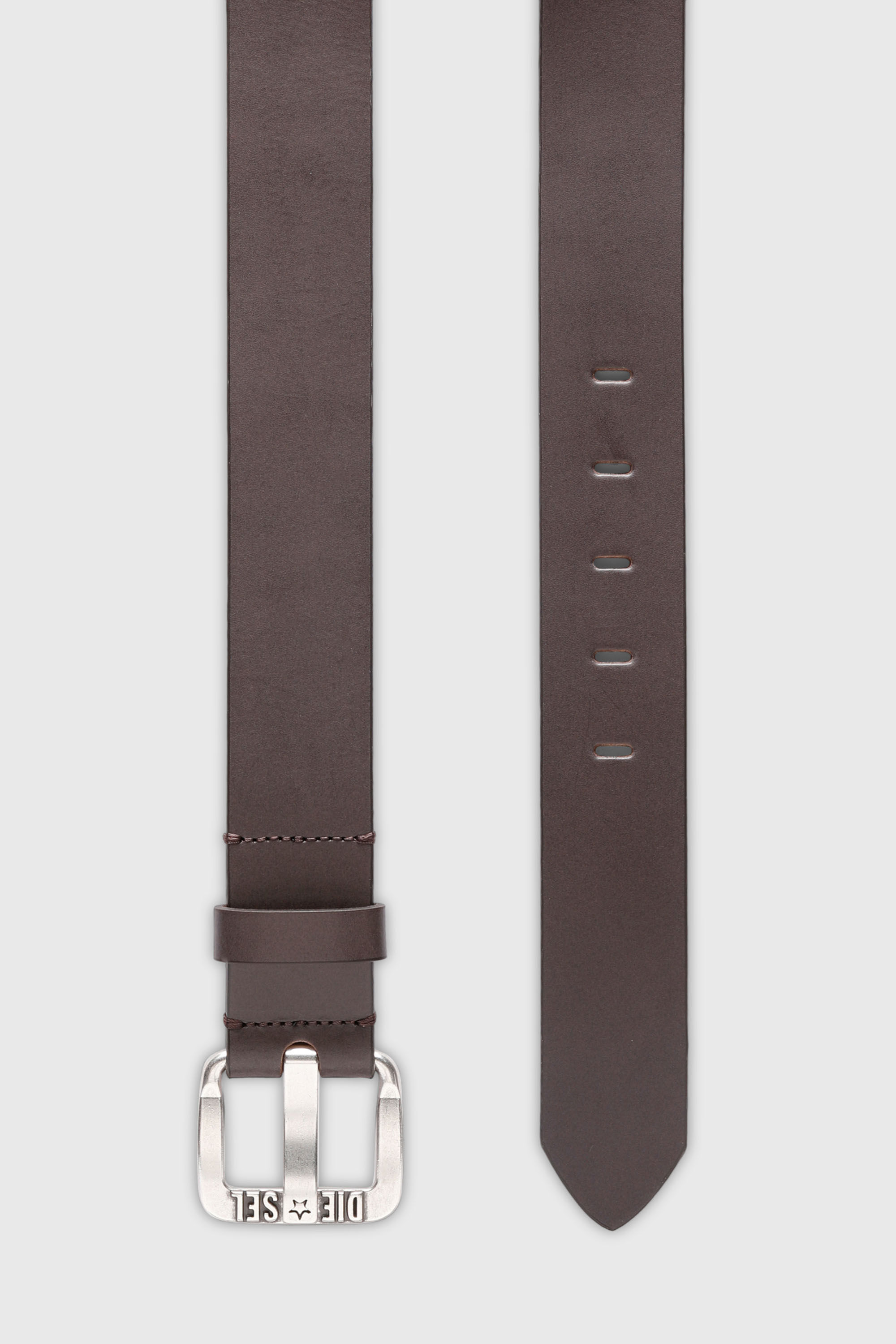 Diesel - B-STAR II, Man's 3.9cm leather belt with metal star logo buckle in Dark Brown - 3