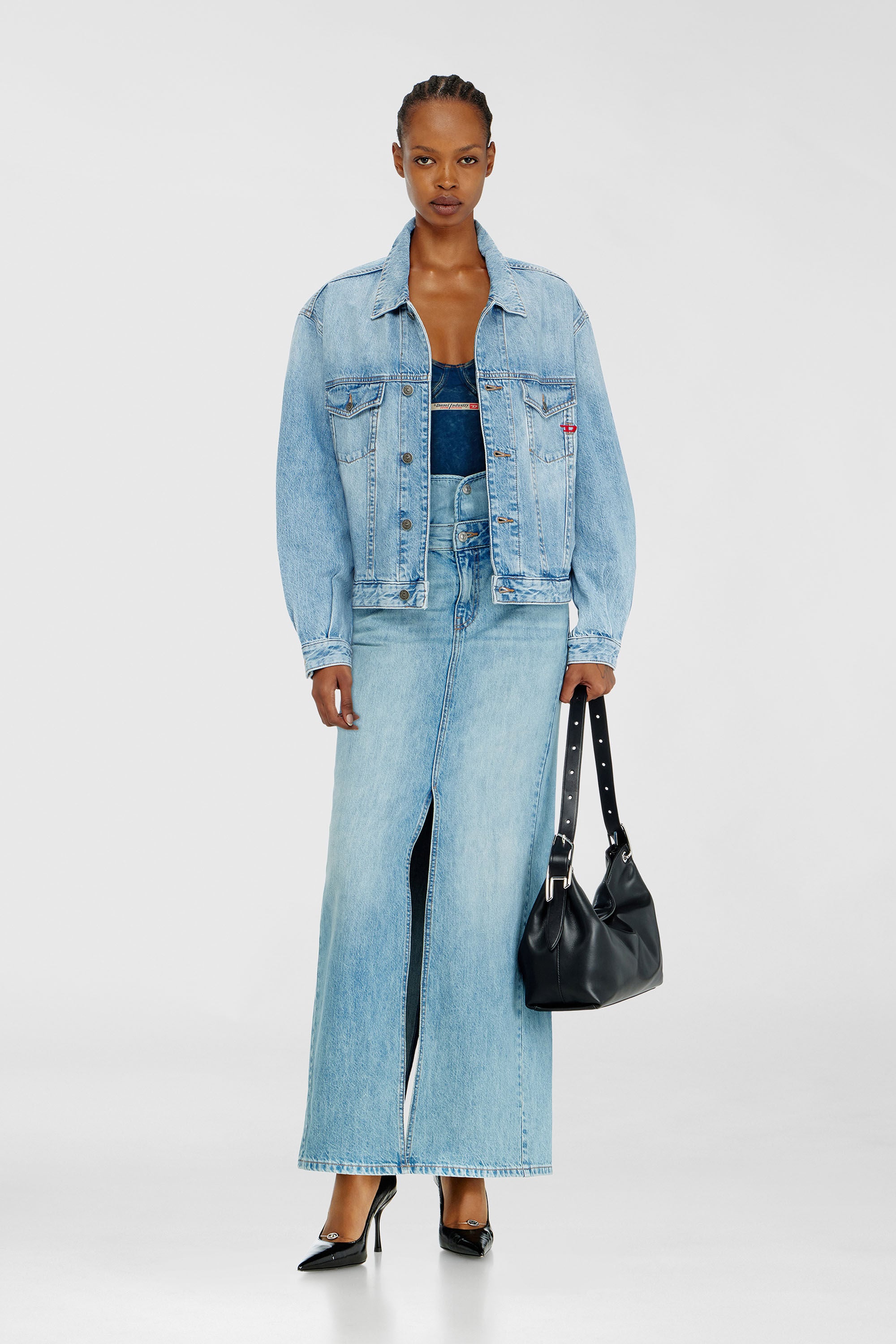 Diesel - D-RANGER, Unisex's Trucker jacket in denim in Light Blue - 7