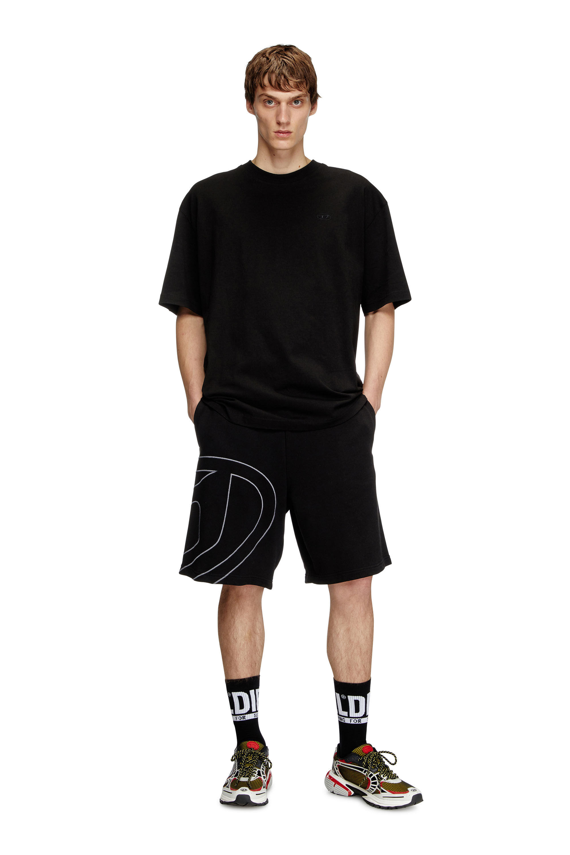 P CROW MEGOVAL Man Sweat shorts with maxi D logo Diesel