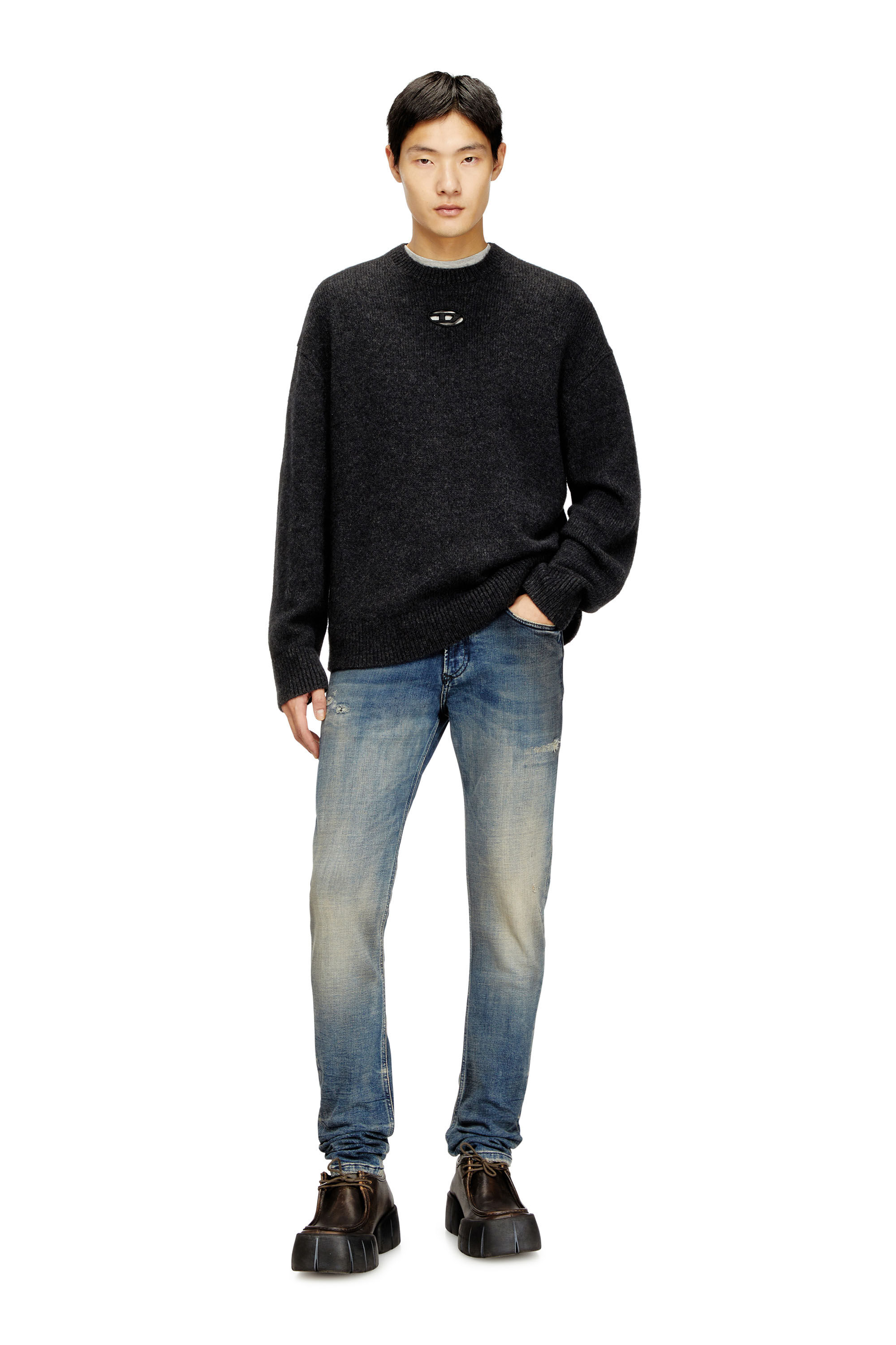 Diesel - K-AREESO, Man's Jumper in wool and alpaca blend in Black - 1