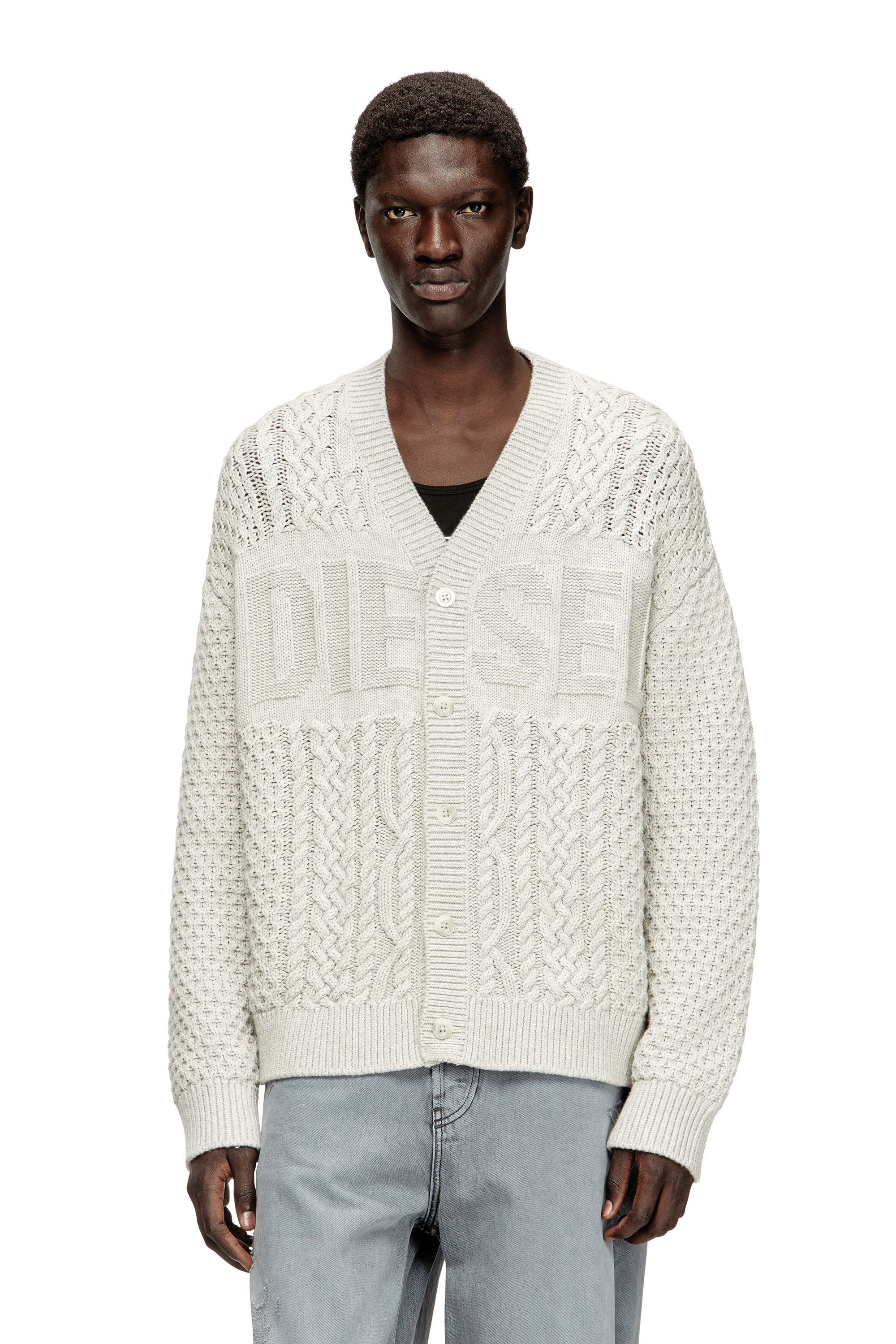 DIESEL ニット カットソー & カーディガン 2点セット サイズS.M Men's Cable-knit cardigan with Diesel logo | Grey | Diesel