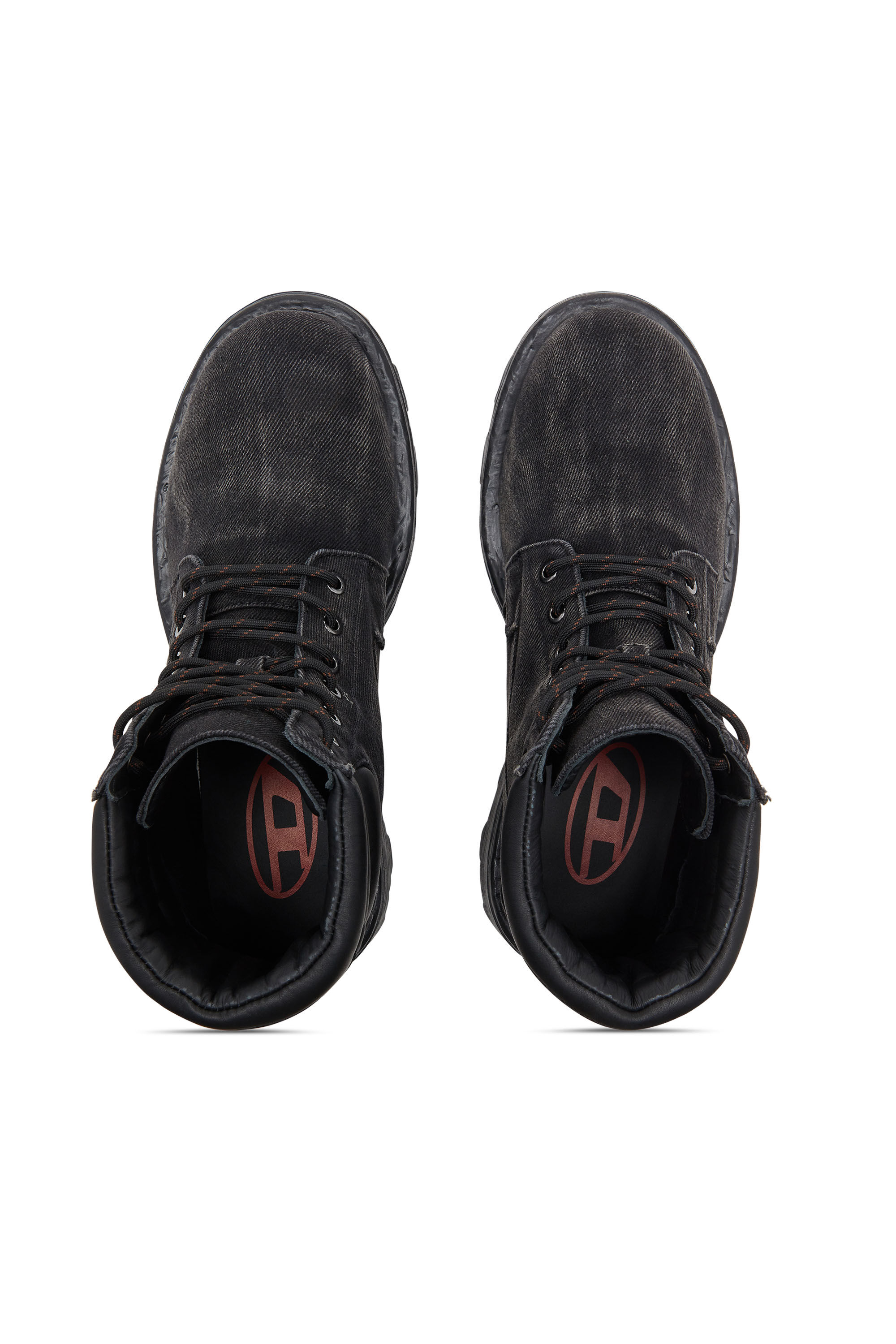 Diesel - D-HAMMER LACE UP, Man's D-Hammer-Combat boots in denim and leather in Black - 4