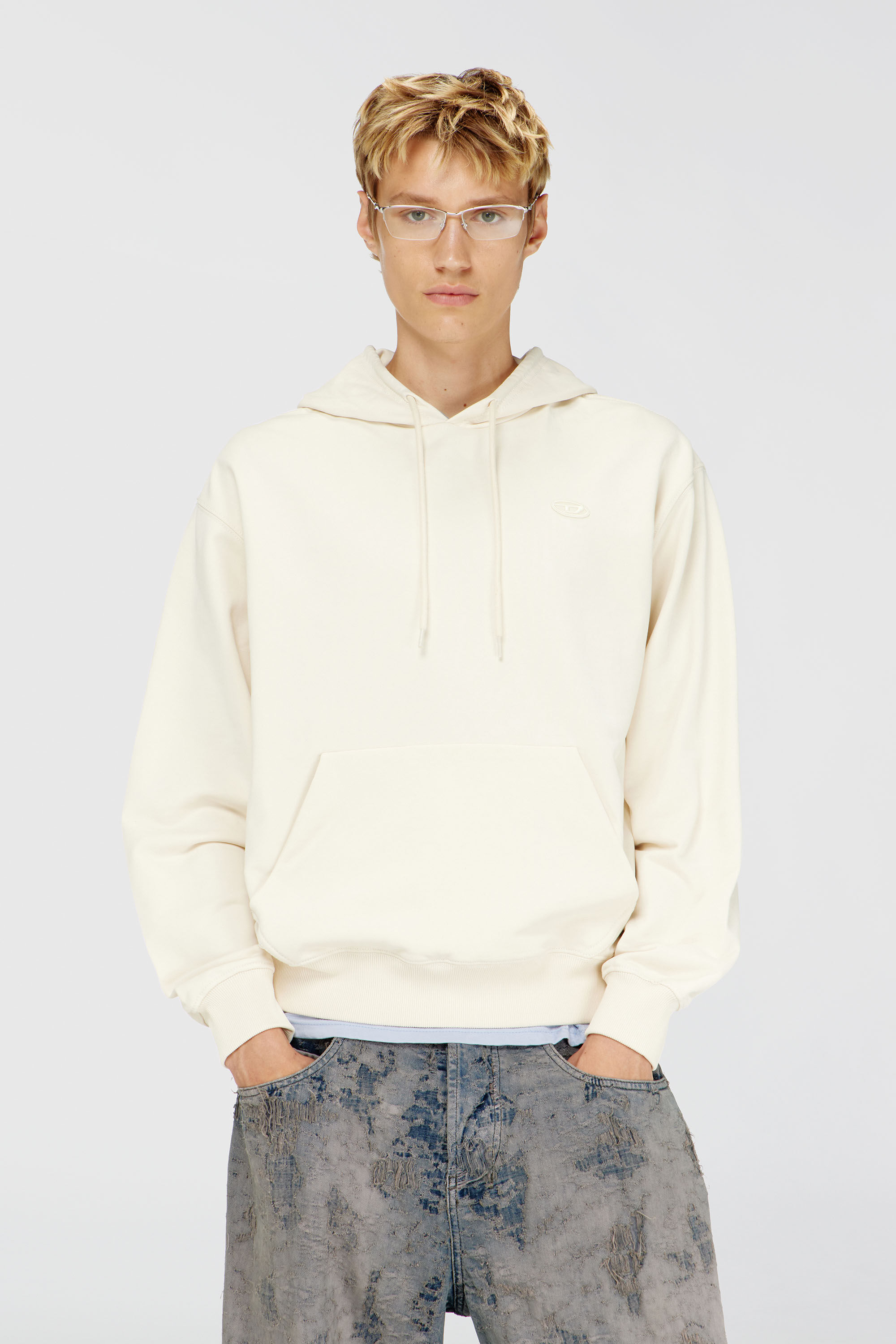 Diesel - S-LUK-H-MOON-T92, Man's Hoodie with Oval D logo in White - 3