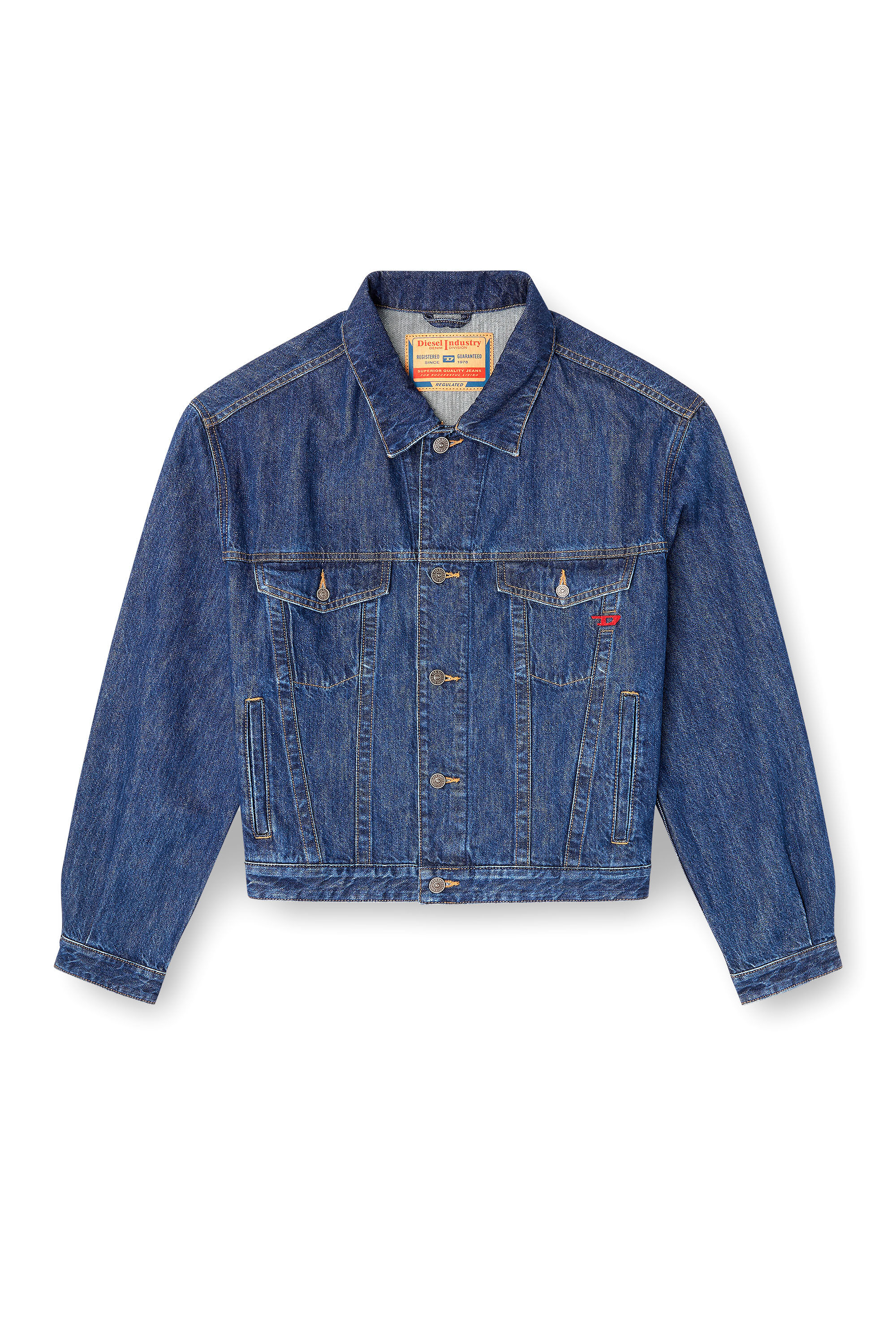Diesel - D-RANGER, Man's Trucker jacket in denim in Medium blue - 2