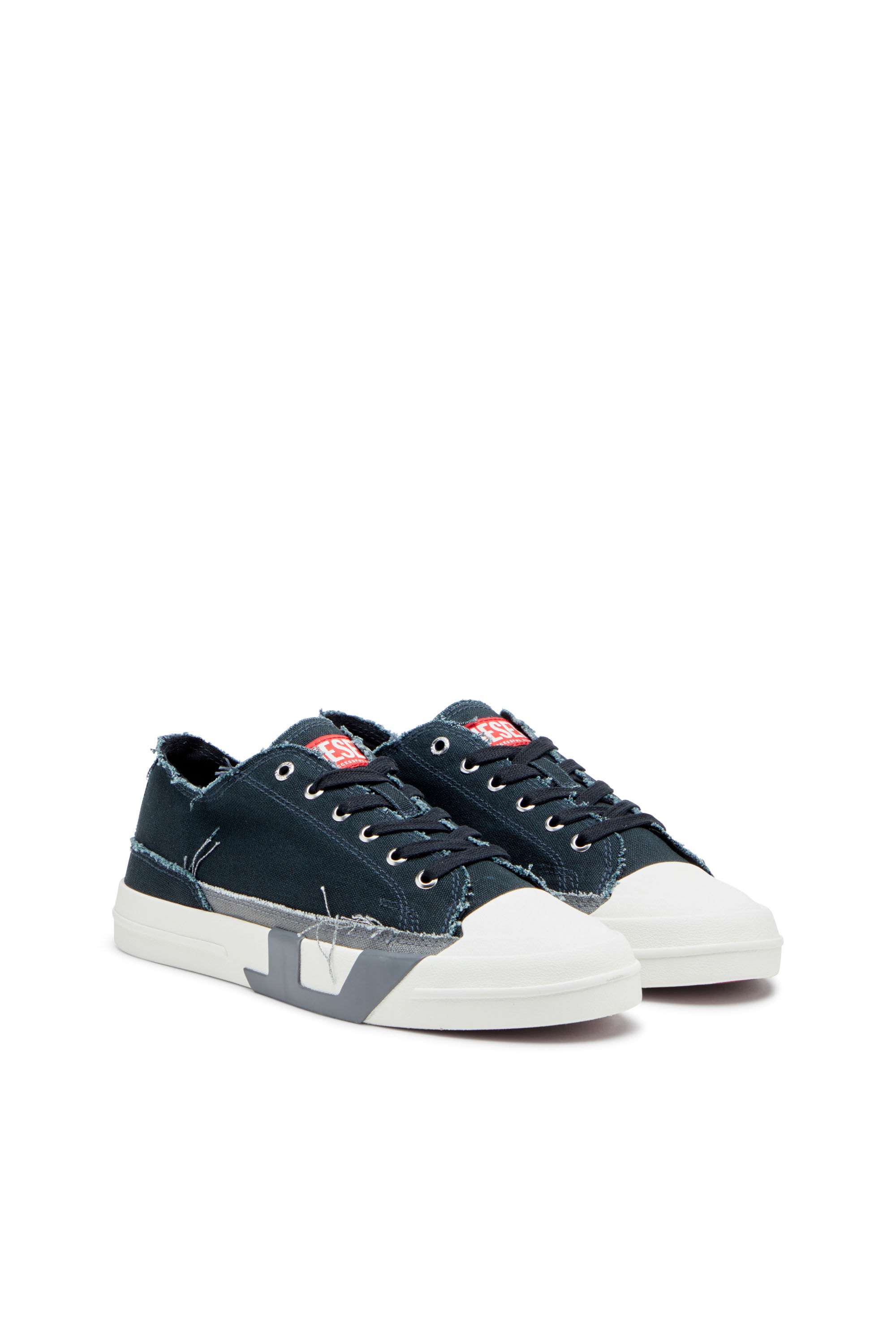 スニーカー DIESEL | S-D-VERSE LOW GRAVEL/SMOKED PEARL/RACING RED Men's S-D-Verse-Sneakers in frayed canvas | Multicolor | Diesel