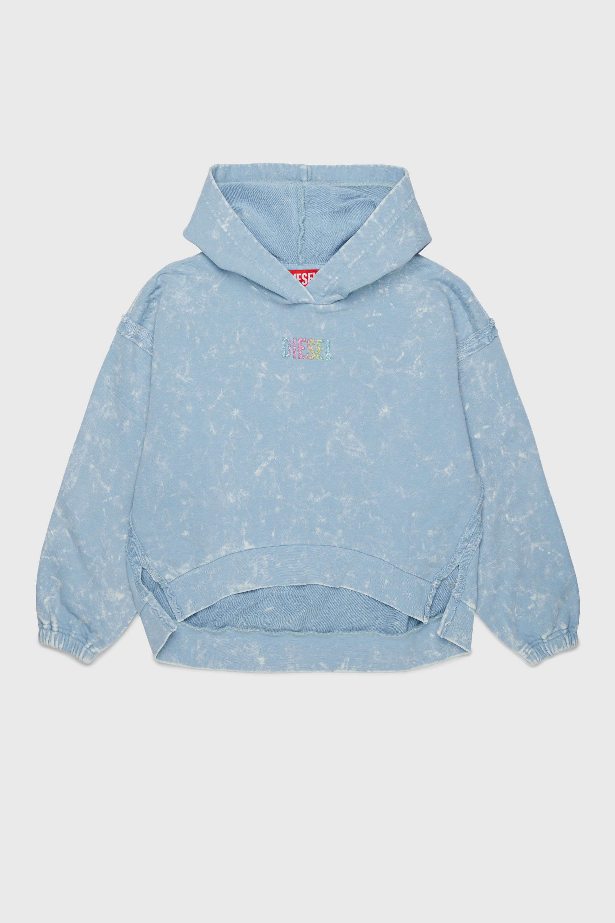 Diesel - SLOXY, Woman's Tie-dye-effect hoodie with rainbow logo in Light Blue - 1