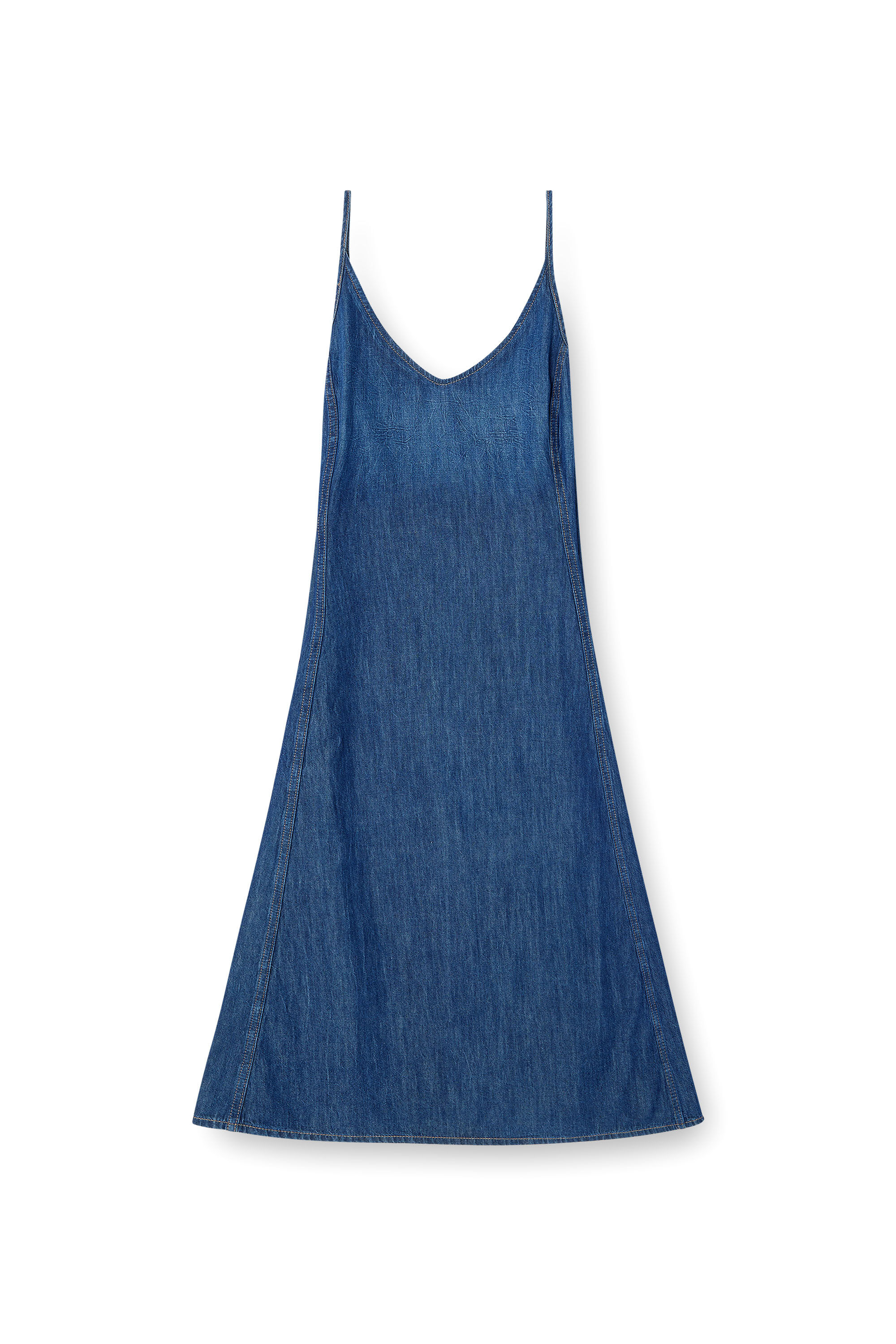 Diesel - DE-BELD-D, Woman's Midi dress in clean-wash denim in Medium blue - 2