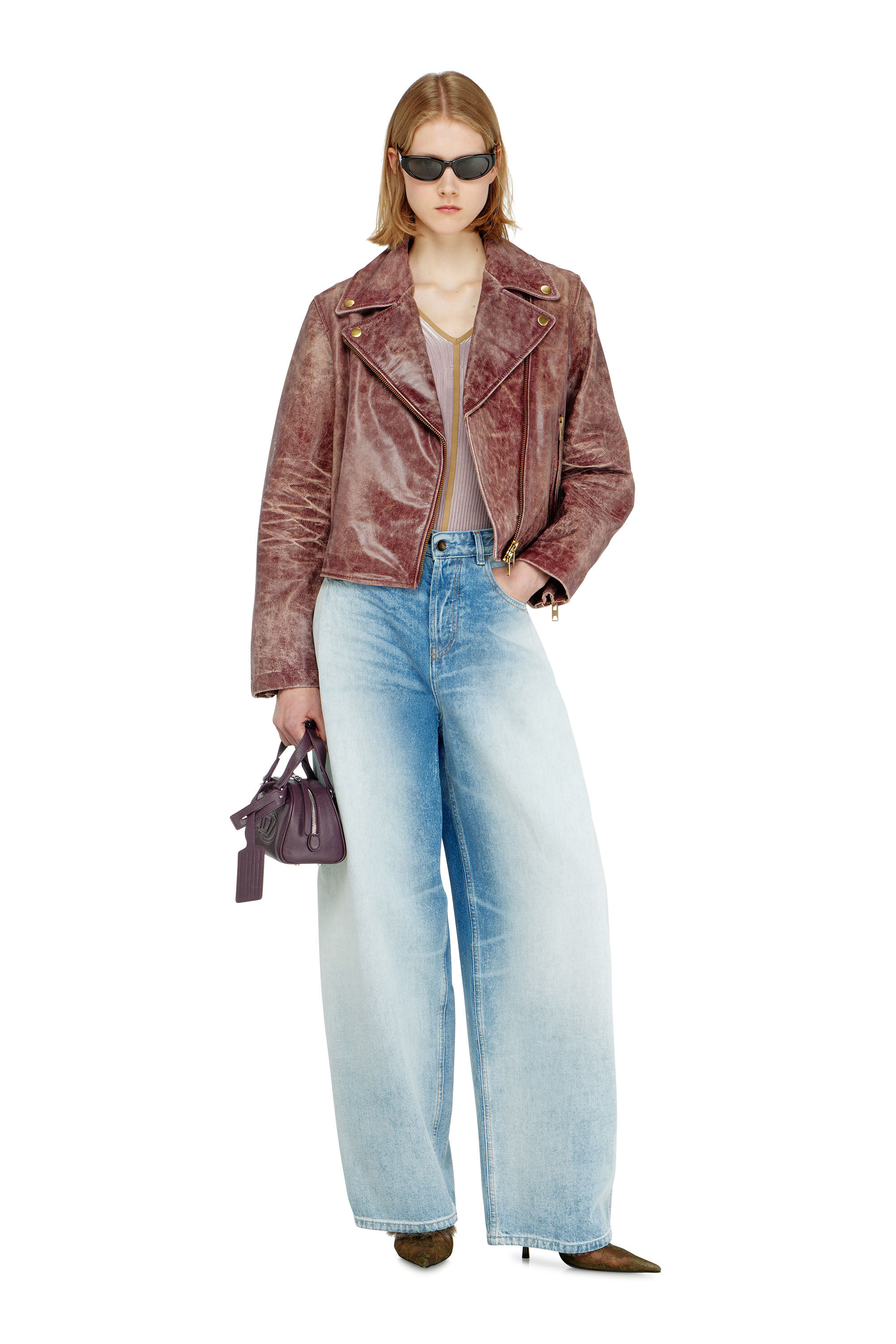 Women's Biker jacket in treated leather | ToBeDefined | Diesel