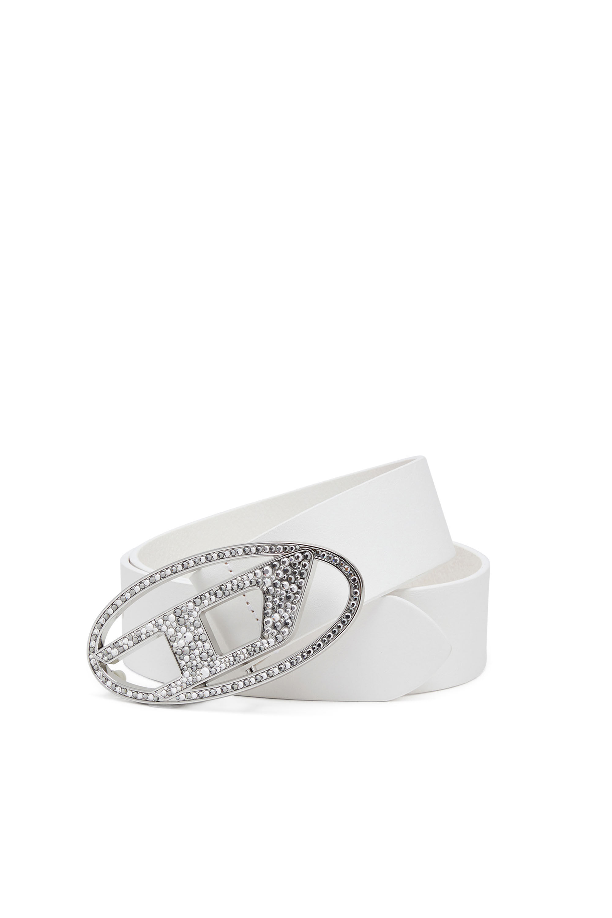 DIESEL B-1dr Strass ベルト ホワイト Women's Rhinestone-embellished leather belt | White | Diesel