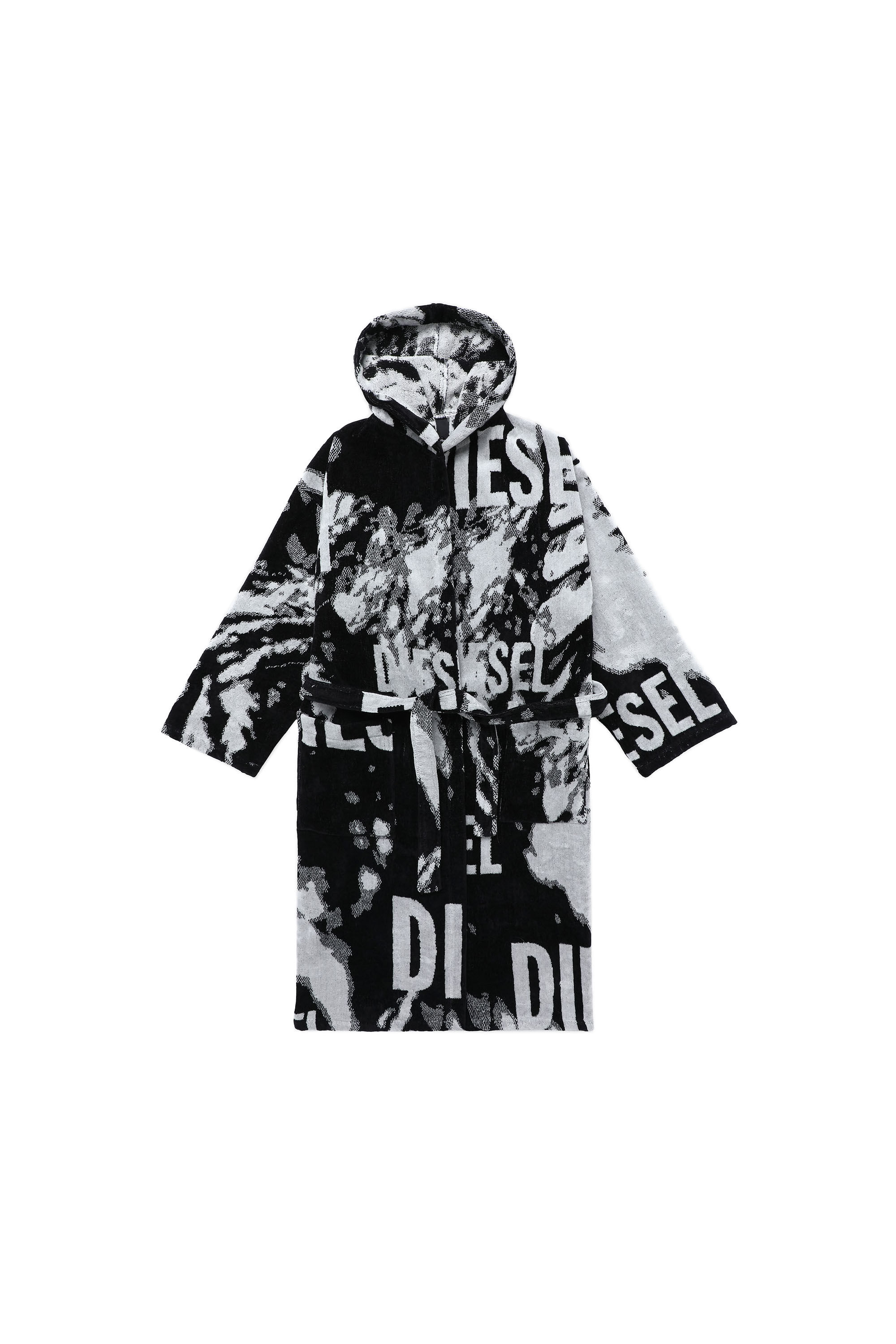 Diesel - 2004356 ACC  FLORASHADOWCAP S/M, Unisex's Bathrobe with hood FLORALSHADOW, S/M in Black - 2