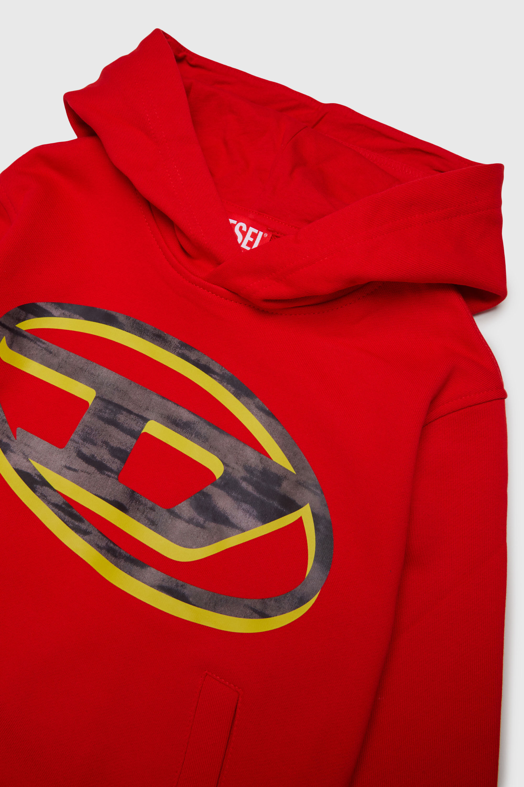 Diesel - SVELLYHOOD OVER, Man's Hoodie with two-tone Oval D print in Red - 3