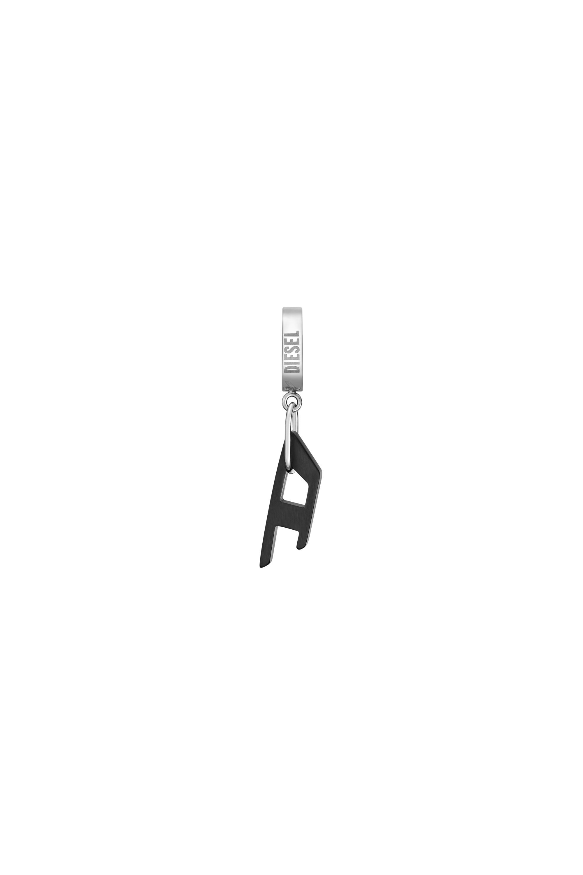 Women's Two-tone Stainless Steel single hoop earring | Black