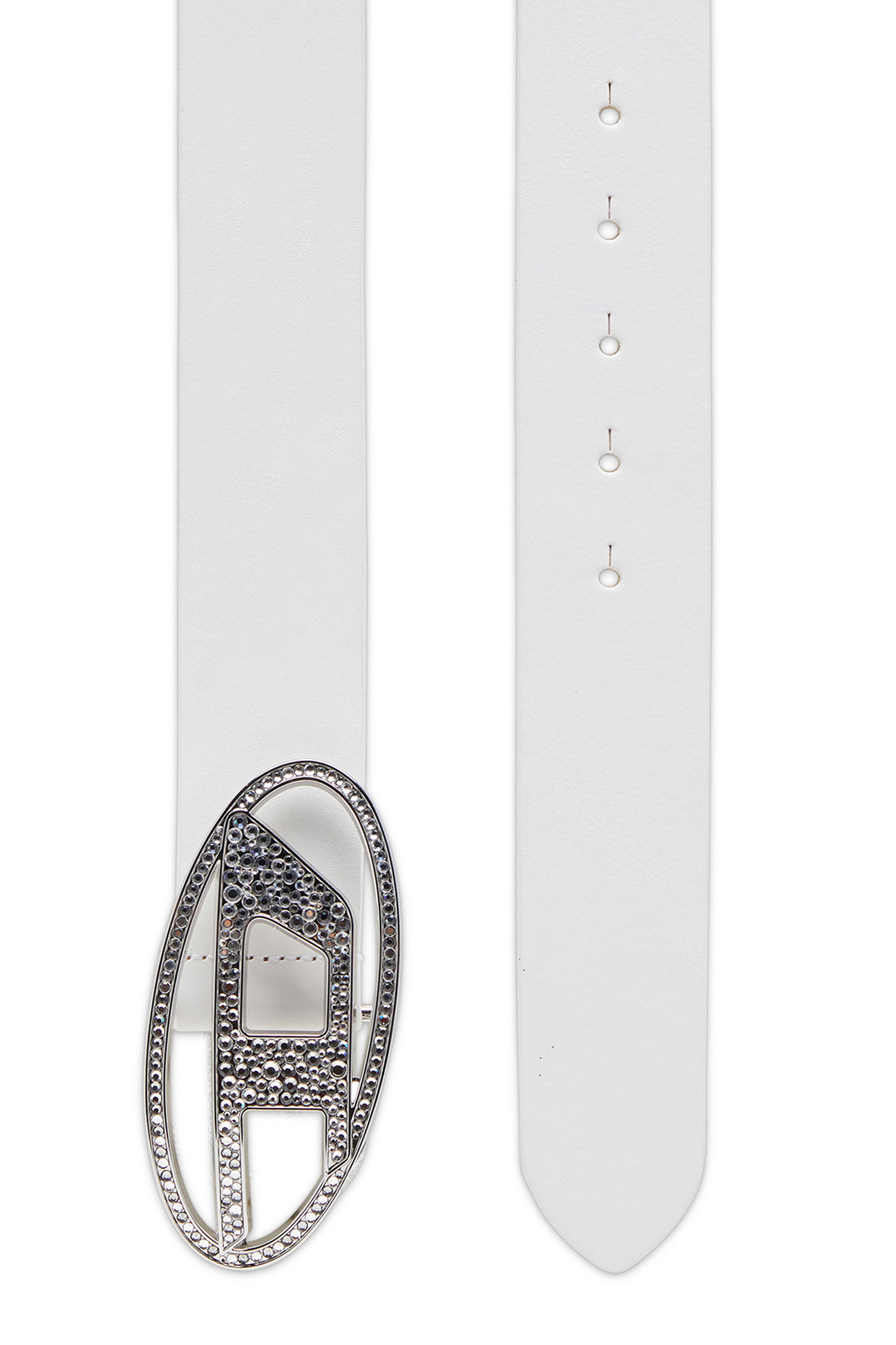 Women's Rhinestone-embellished leather belt | White | Diesel