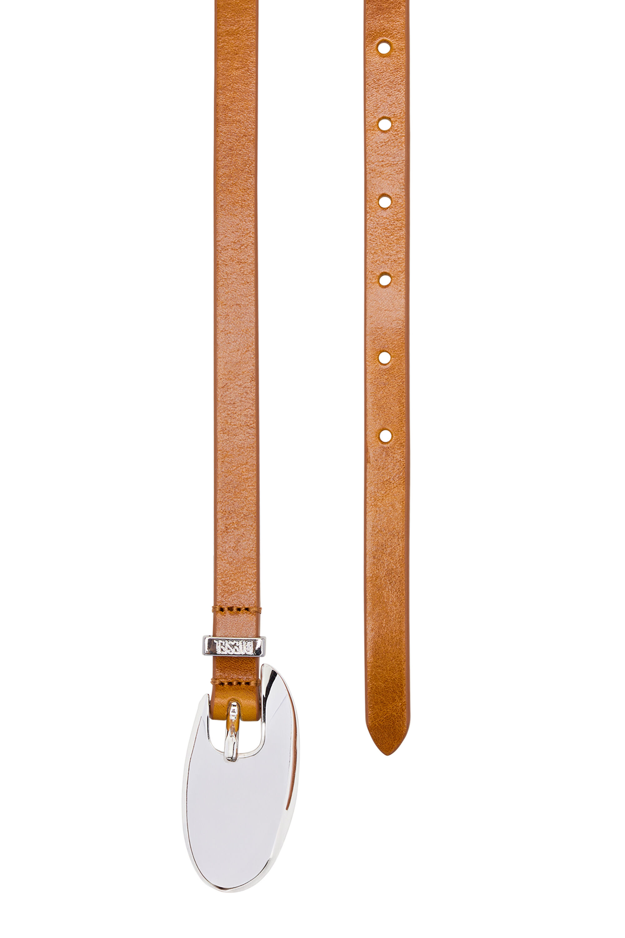 Diesel - B-ROP 15, Woman's 1.5cm leather belt with sculptural buckle in Light Brown - 3