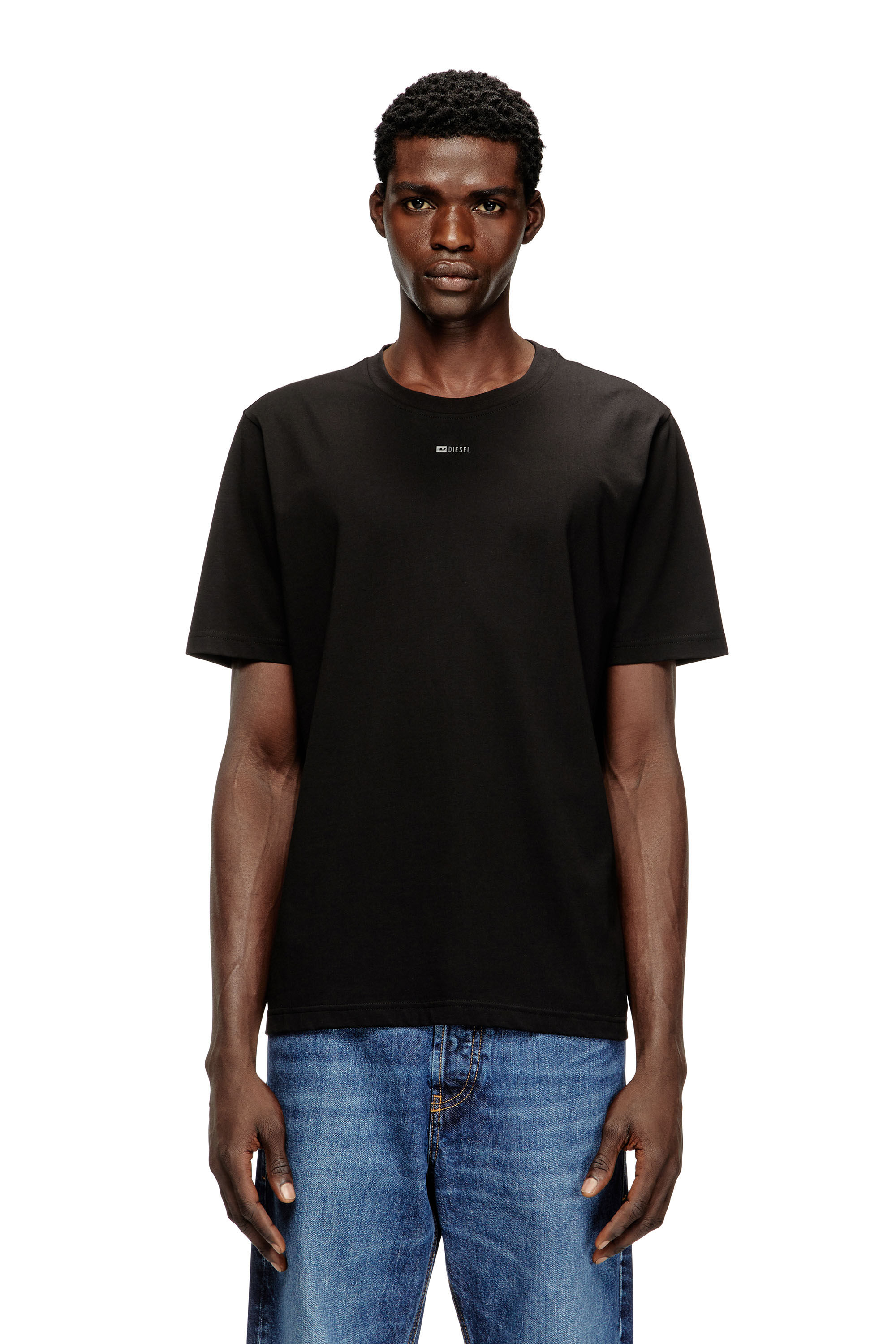 Men's T-shirt with micro metal logo | Black | Diesel DK