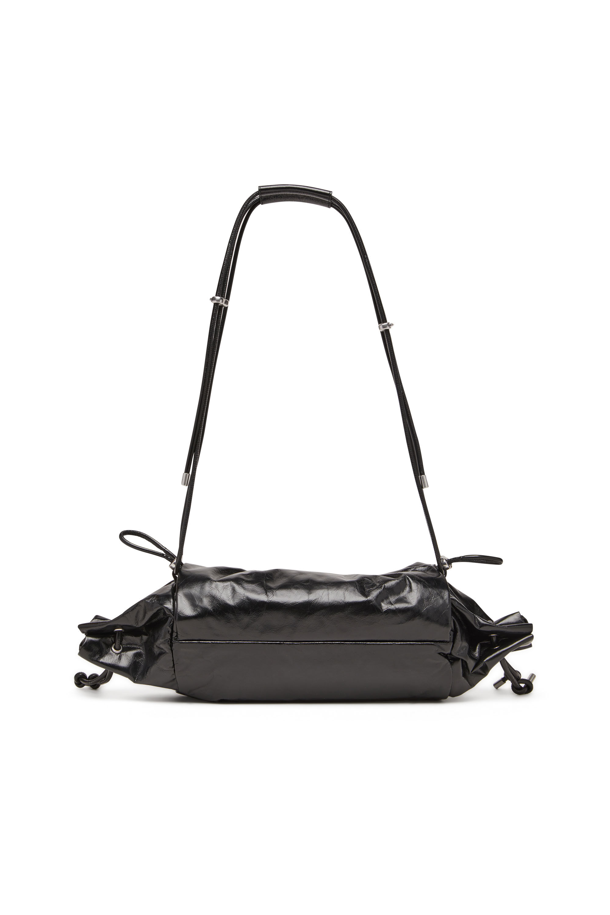 Diesel - SCRUNCH-D SHOULDER M, Woman's Scrunch-D M-Shoulder bag in shiny leather in Black - 3