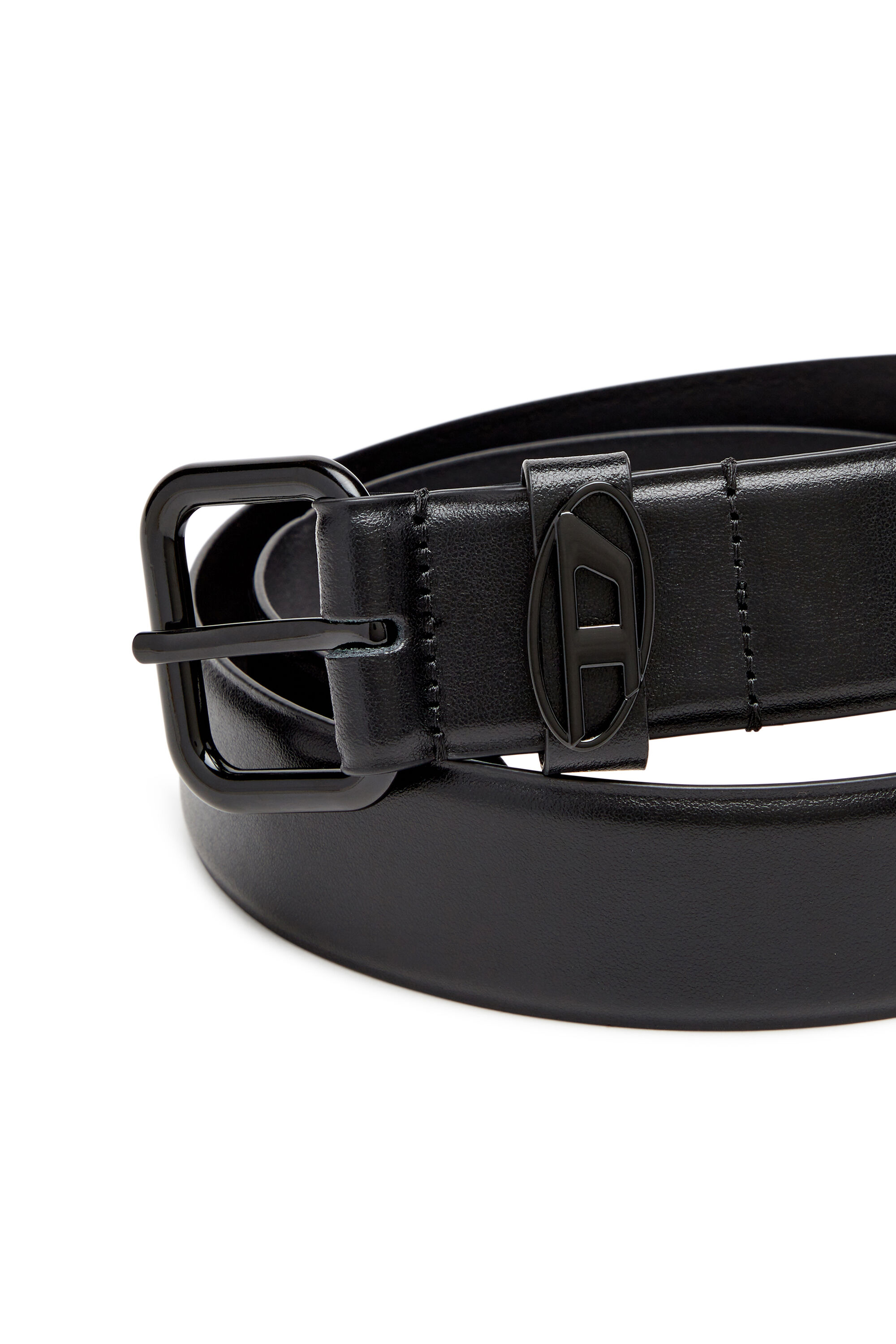Women's 3.9cm logo-plaque embellished leather belt | Black | Diesel