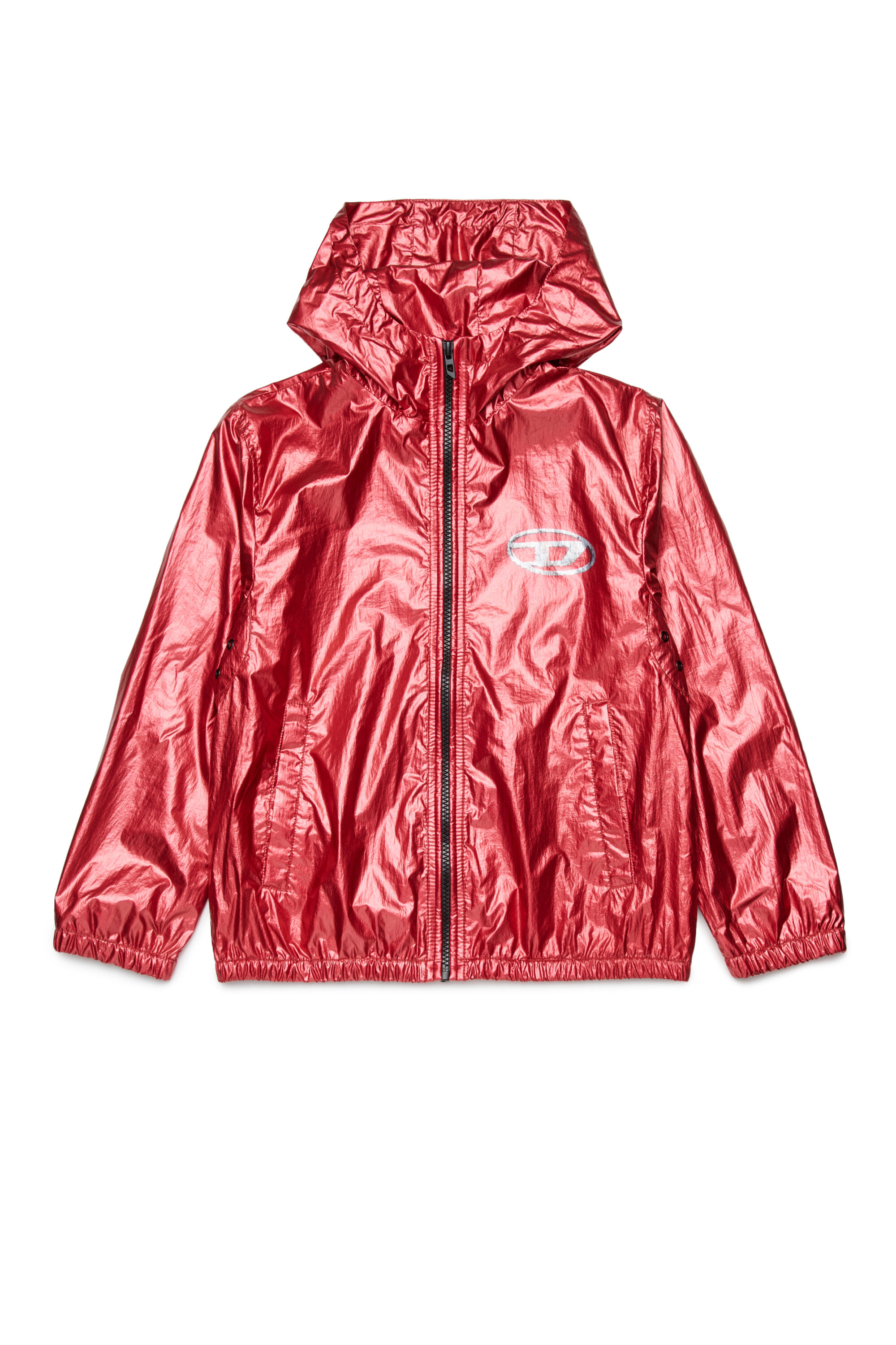 Diesel - JAOTTE, Unisex's Nylon hooded jacket with shiny finish in Red - 1