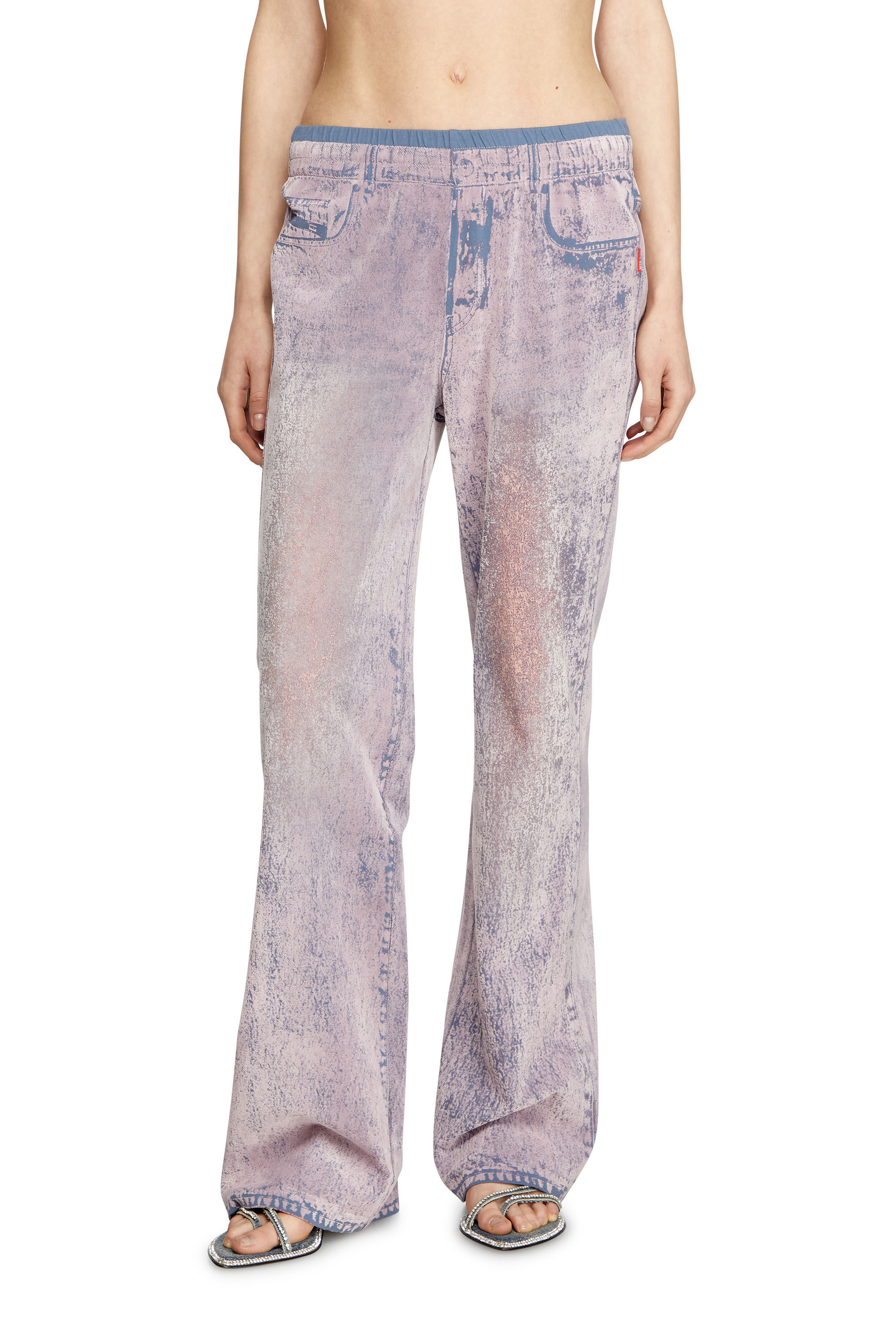 Diesel - P-NERV, Woman's Wide leg sweat pants with bleach treatment in Lilac - 3