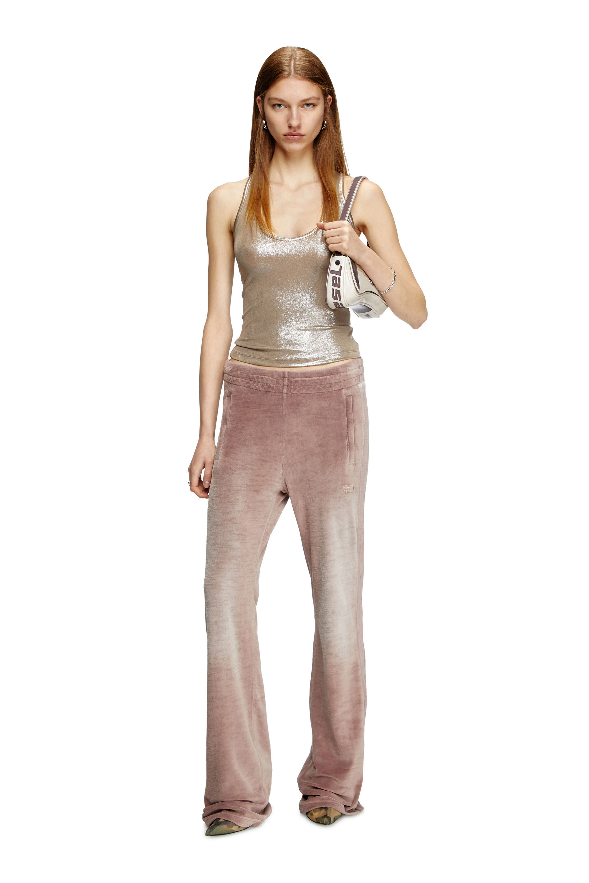 Diesel - P-ELY-Q1, Woman's Wide leg sweatpants in Pink - 1