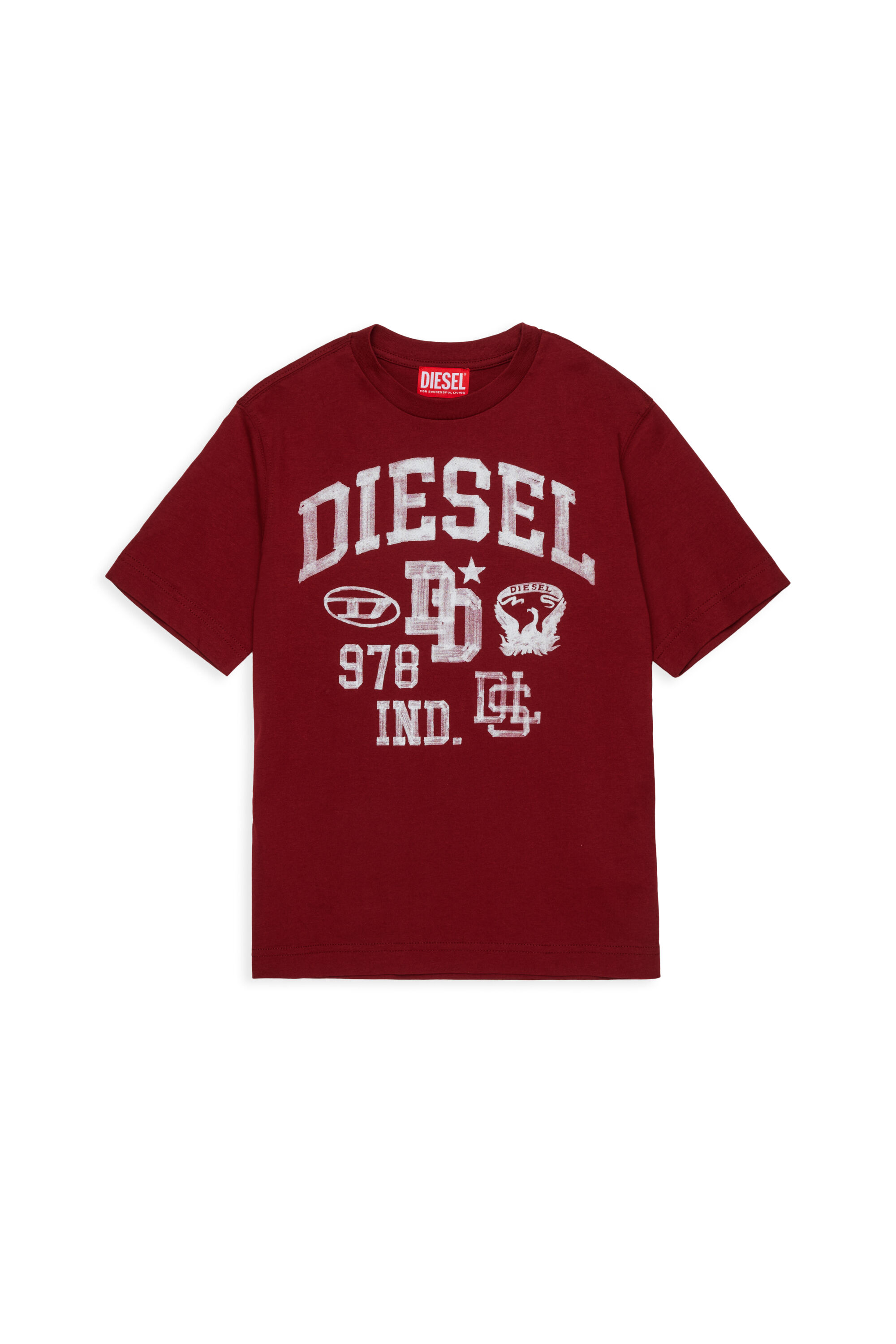 Diesel - TBAND OVER, Man's Cotton T-shirt with varsity graphics in Red - 1