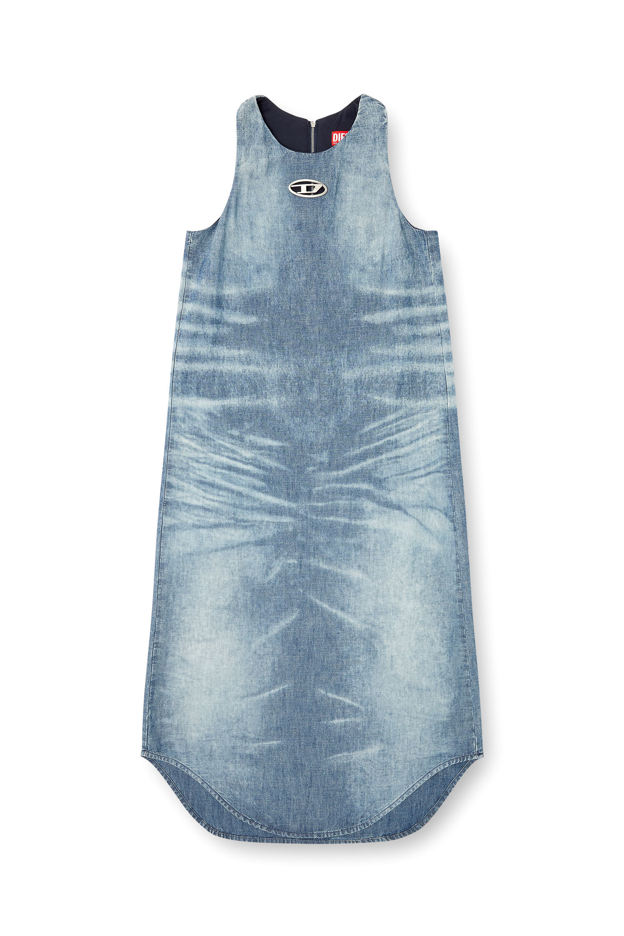 Diesel - DE-LINA-S, Woman's Long dress in marbled denim in Light Blue - 2