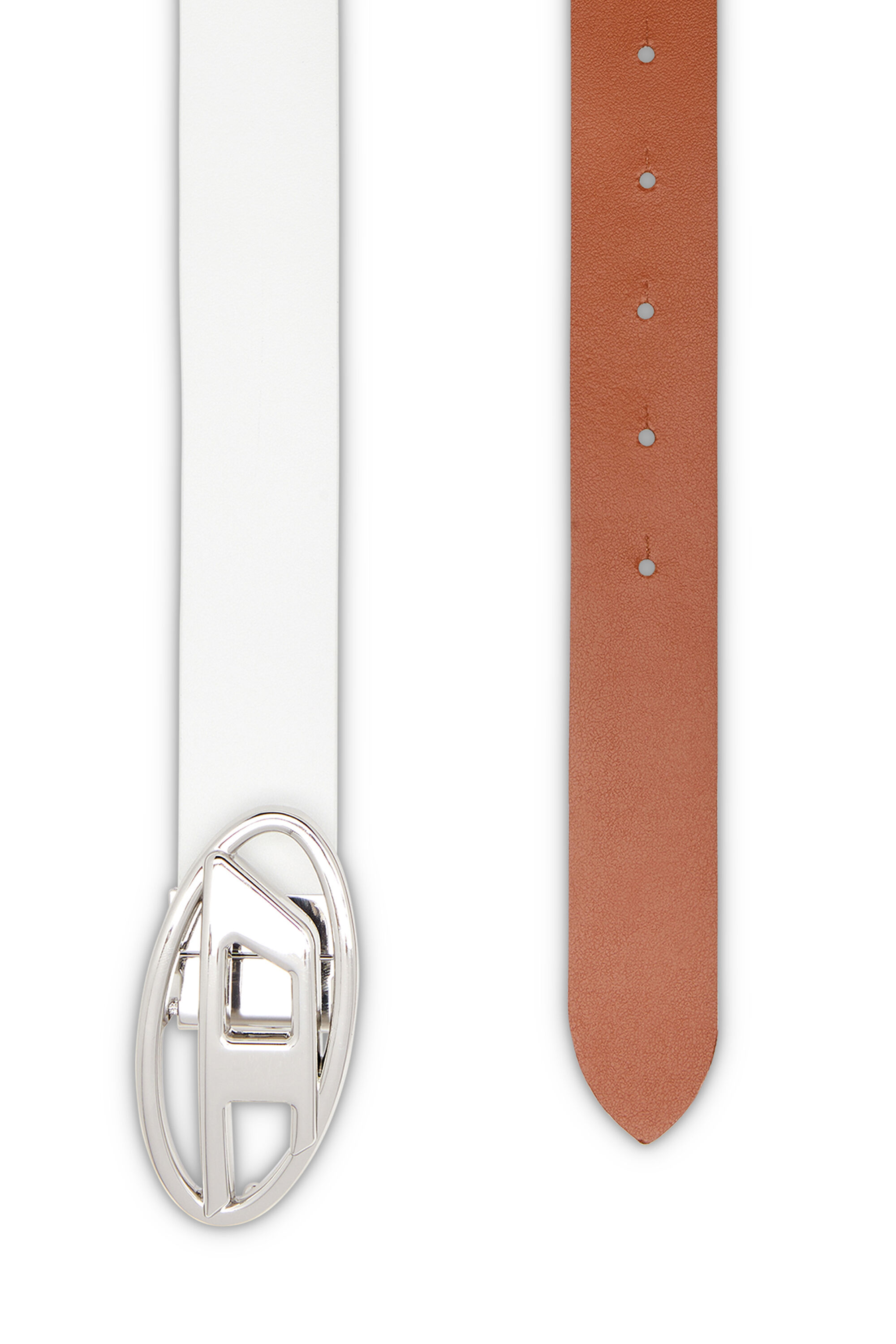 DIESEL☆ Reversible leather belt with Oval D buckle ホワイト Women's 3cm reversible leather belt with Oval D buckle