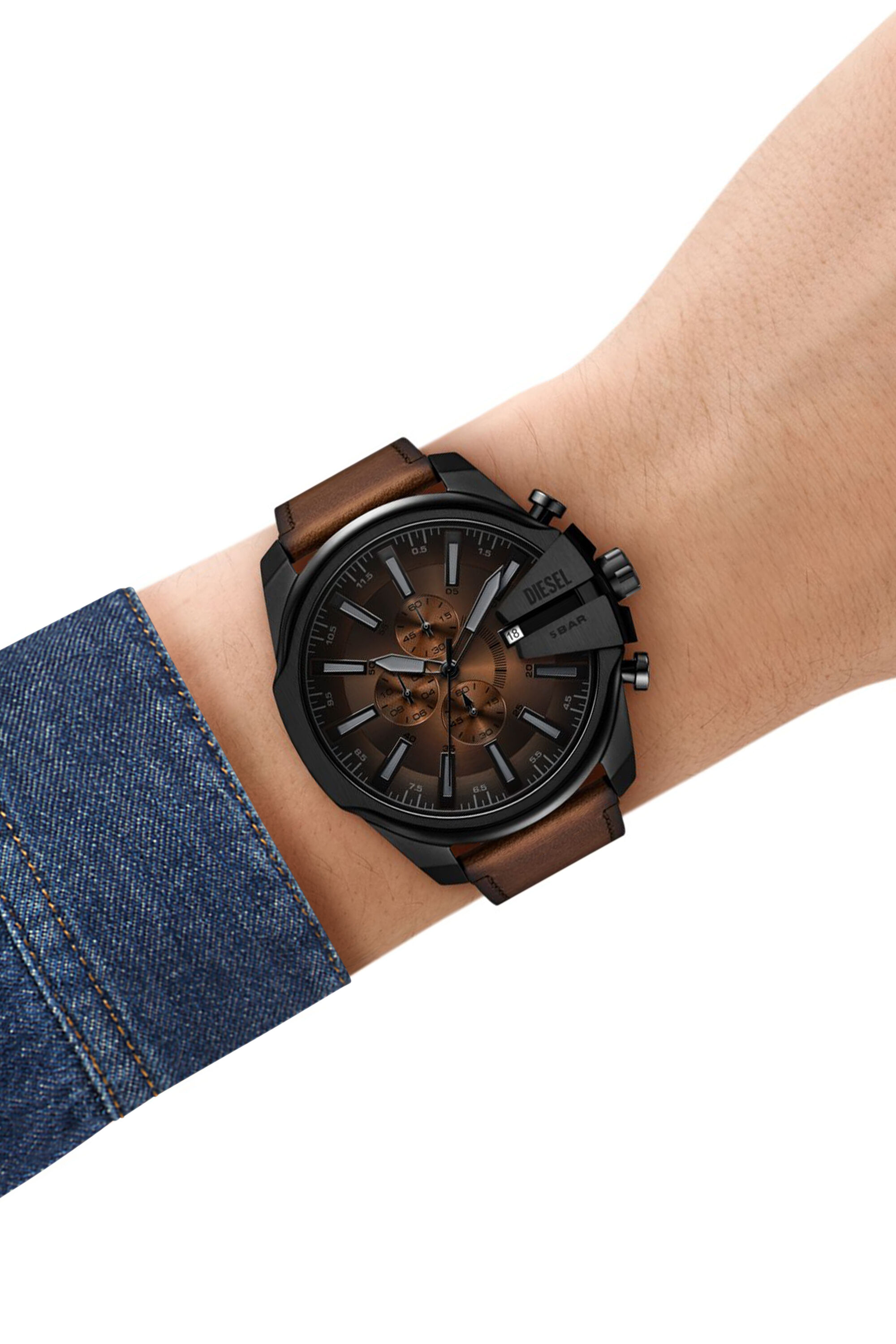 Men's Mega Chief Slim brown leather watch | Brown | Diesel
