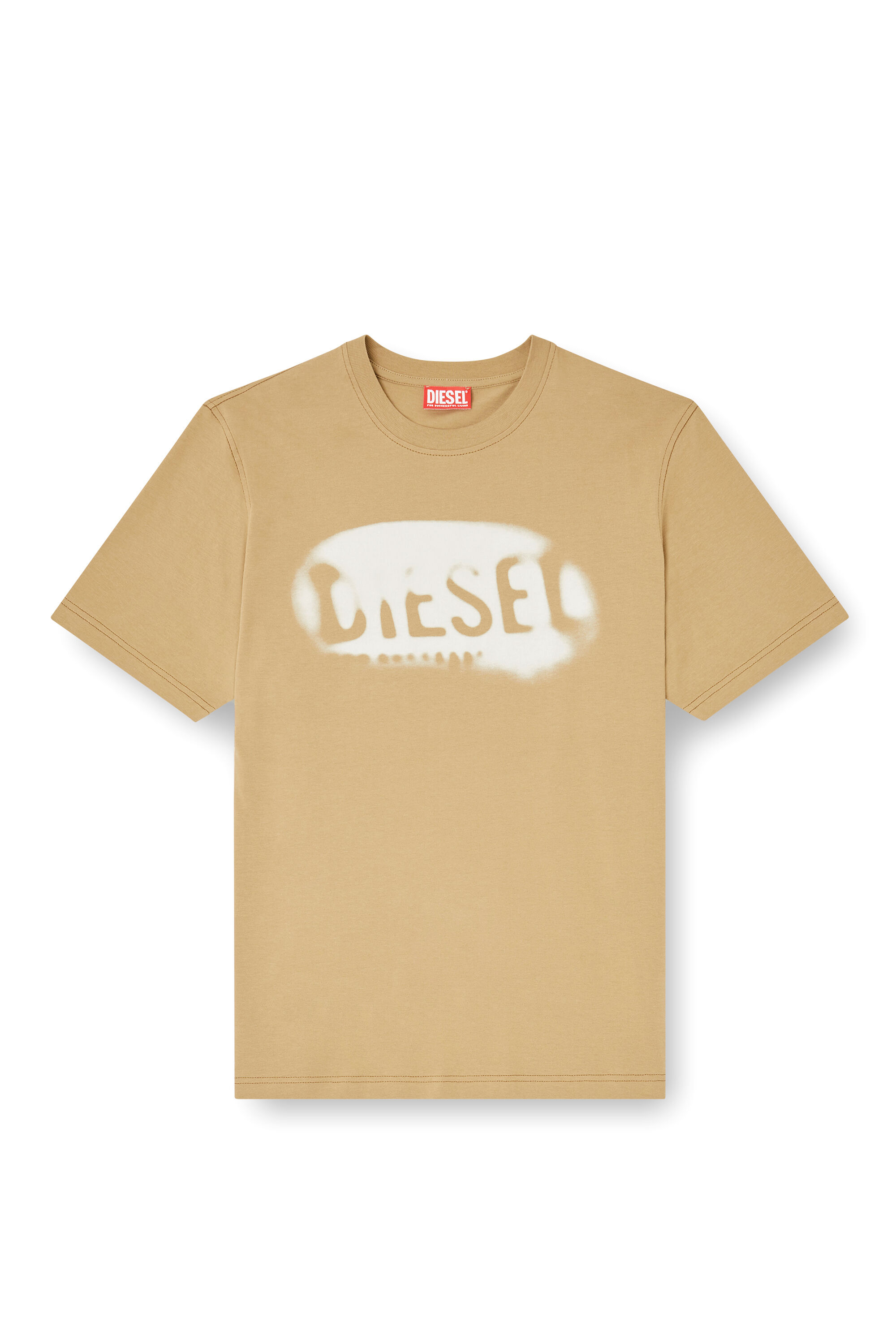 Diesel - T-ADJUST-V2, Man's Light cotton T-shirt with faded logo in Beige - 5
