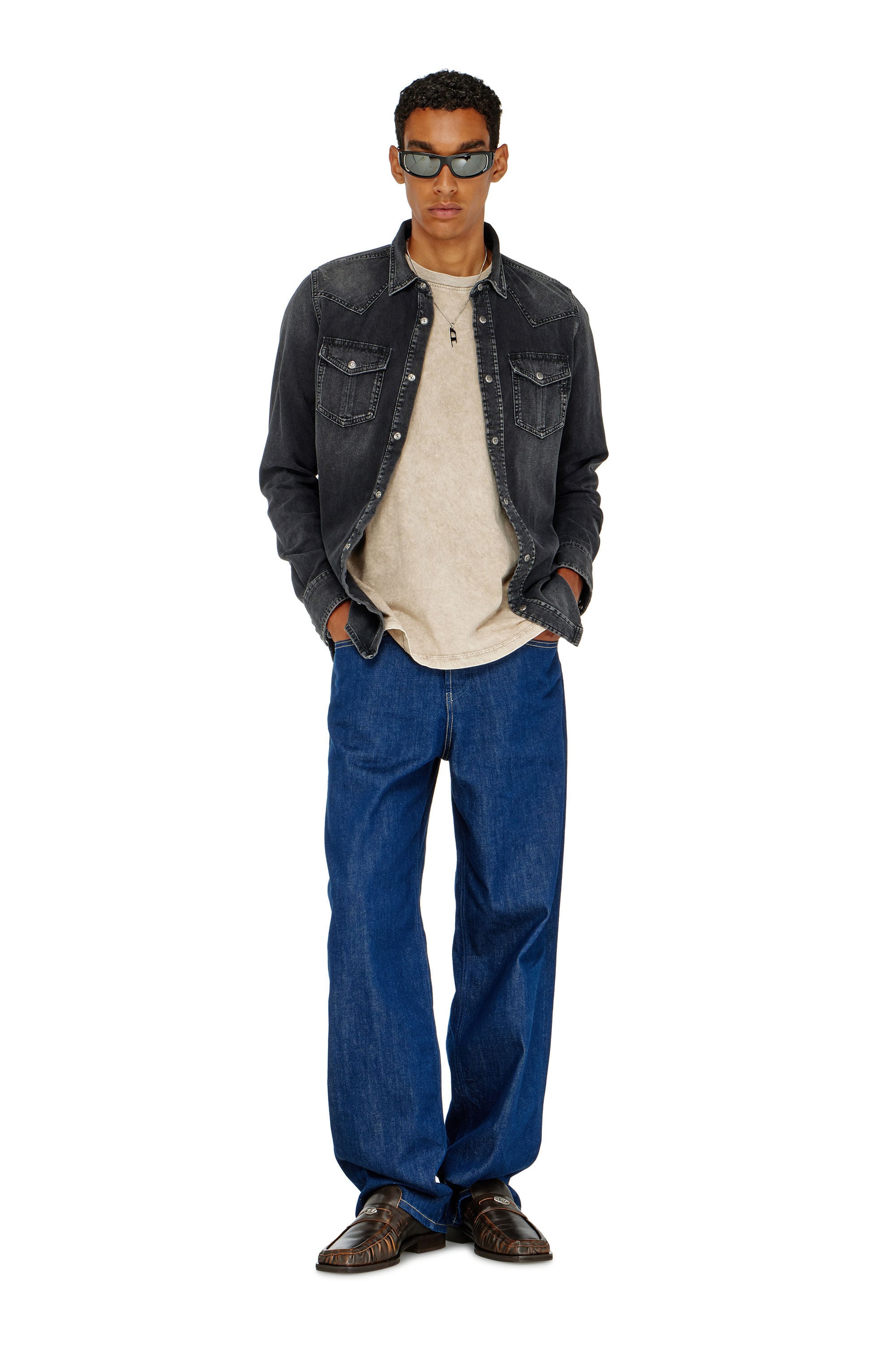 Diesel - D-VEGA, Man's Denim overshirt in Black - 1