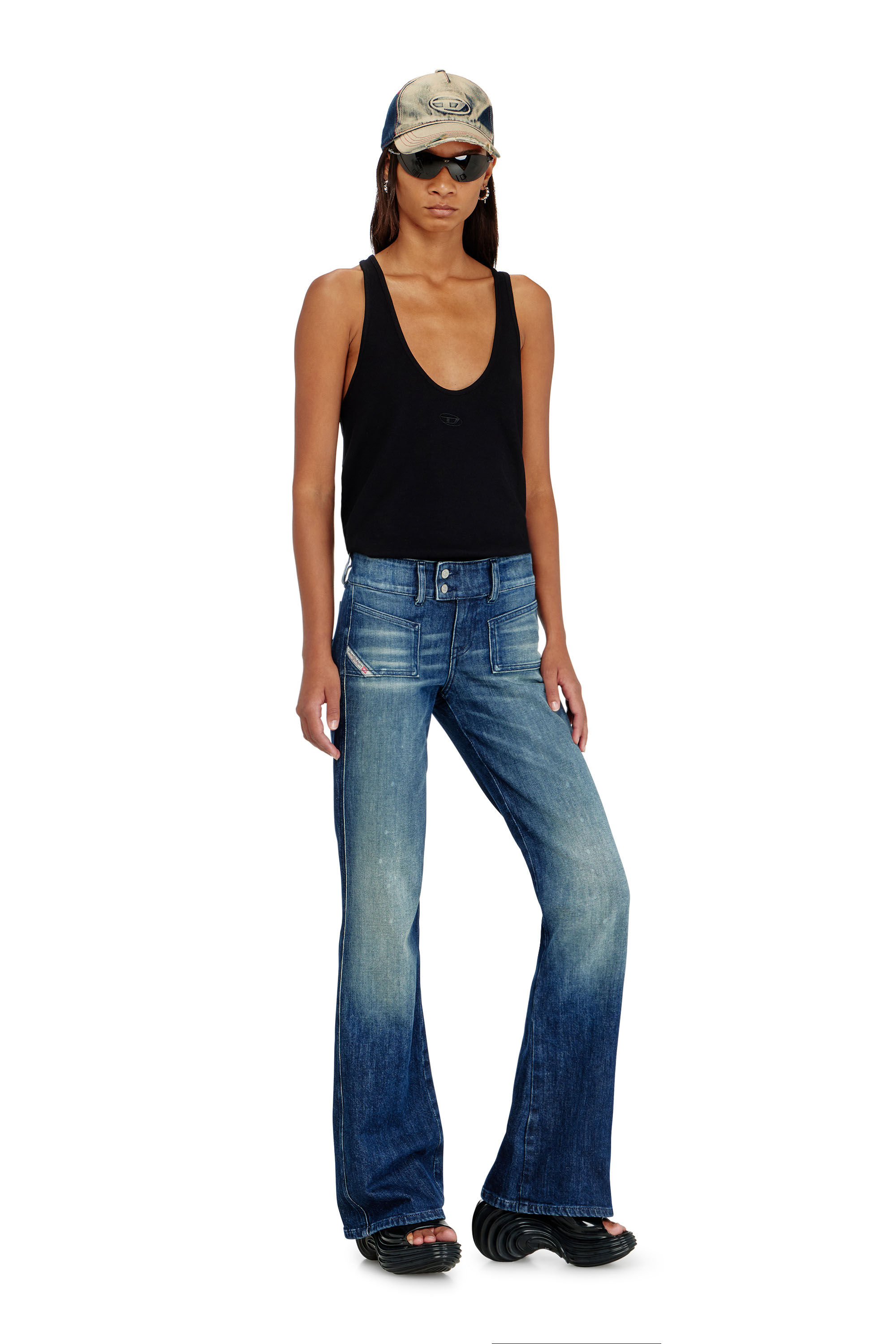 Women's Platform mule in Melflex® | Black | Diesel