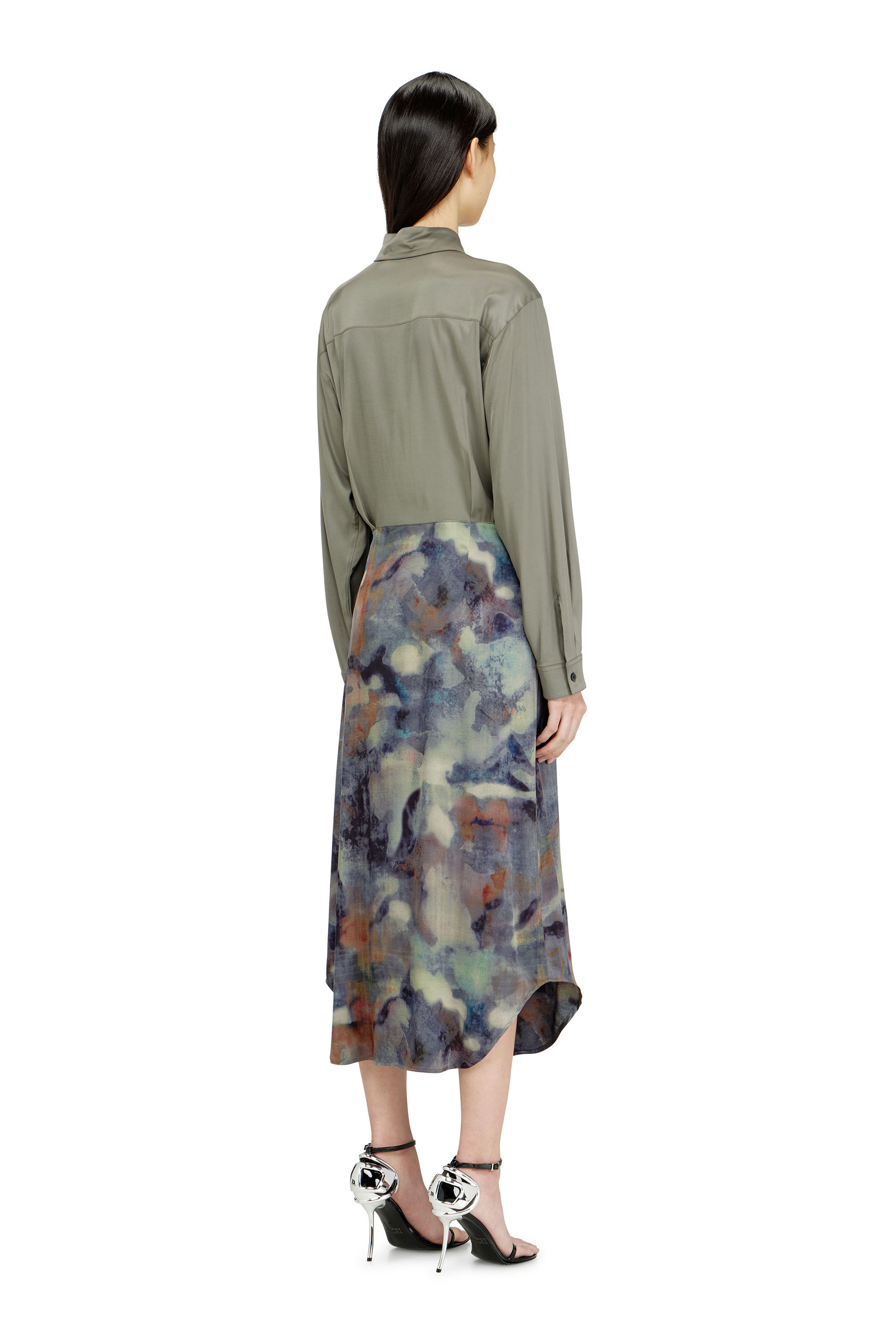 Diesel - D-ELTA, Woman's Satin midi dress with knotted top in null - 3