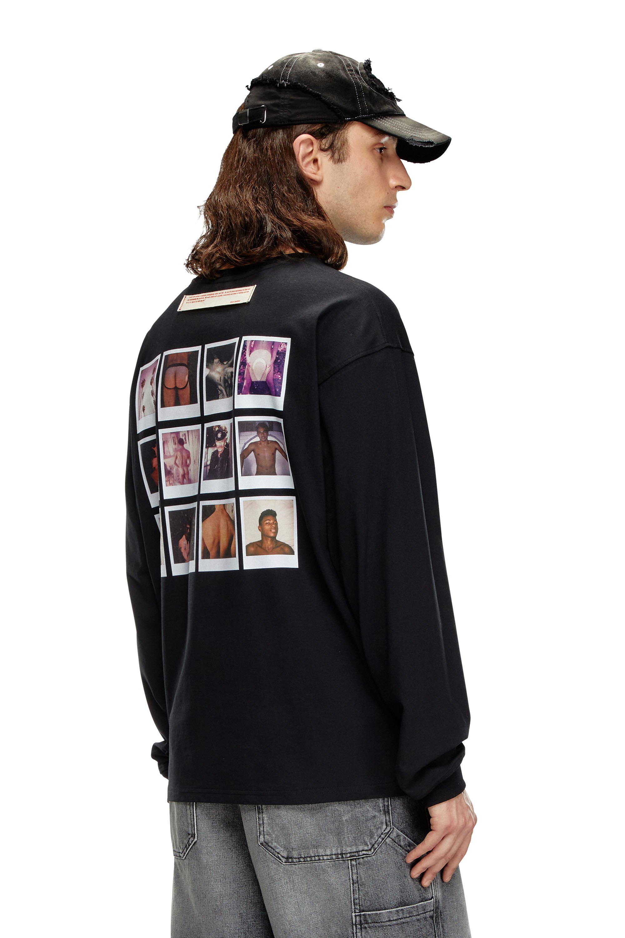 Diesel - PR-T-BOXT-LS-SS, Unisex Long-sleeve T-shirt with polaroid patches in Black - Image 3