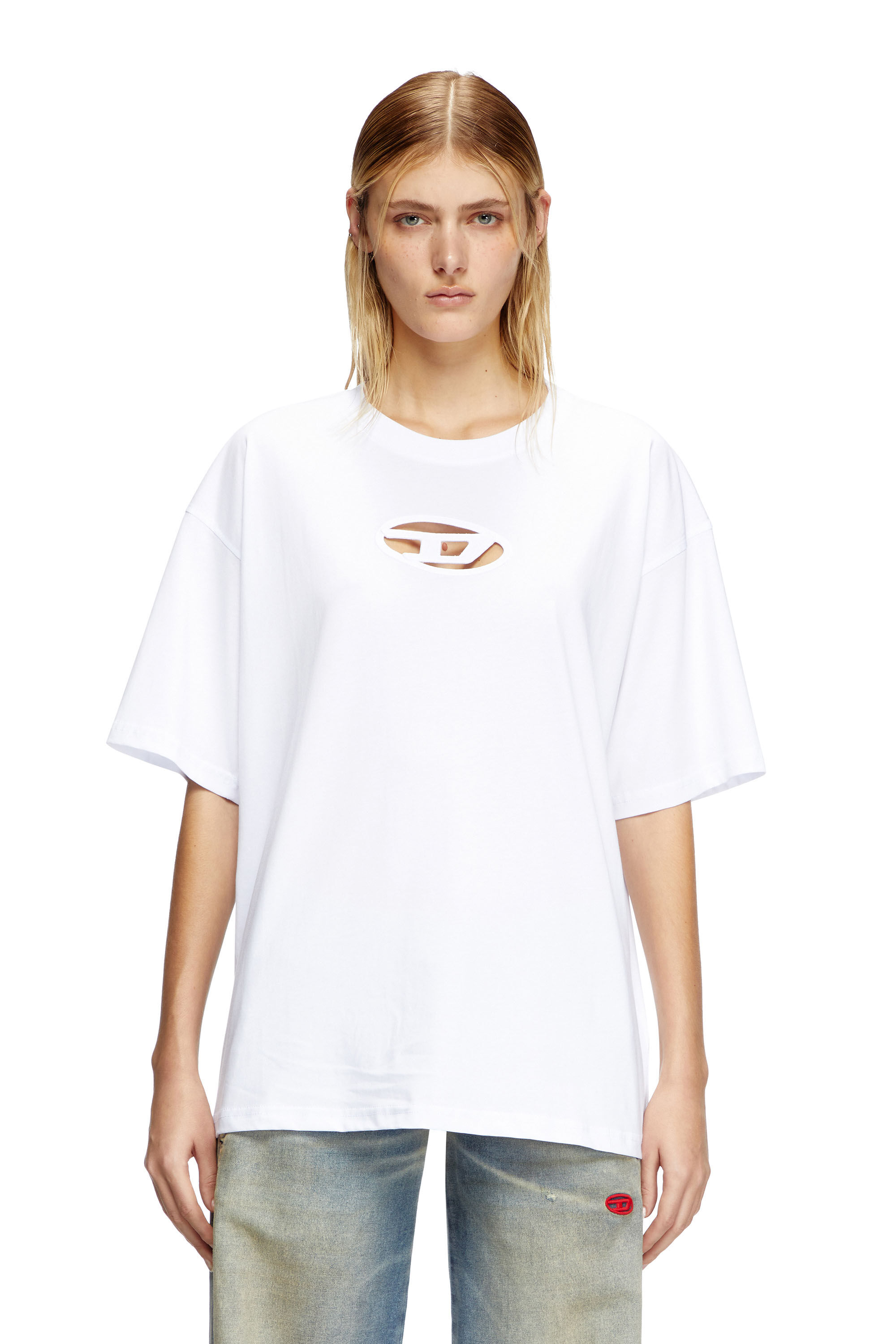 ★DIESEL★ T-Box OD T-Shirt White A151800NIAX100 Women's T-shirt with embroidered Oval D | White | Diesel