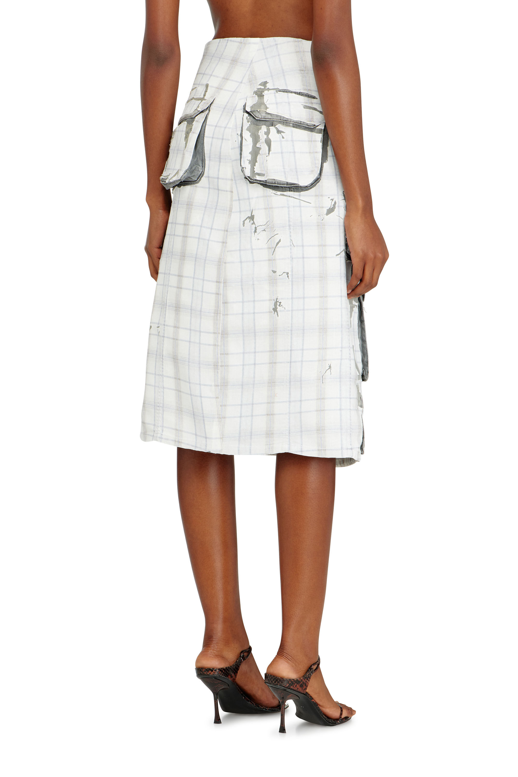 Diesel - DE-VORIN-FSI1, Woman's Denim midi skirt with peel-off effect in Grey - 4