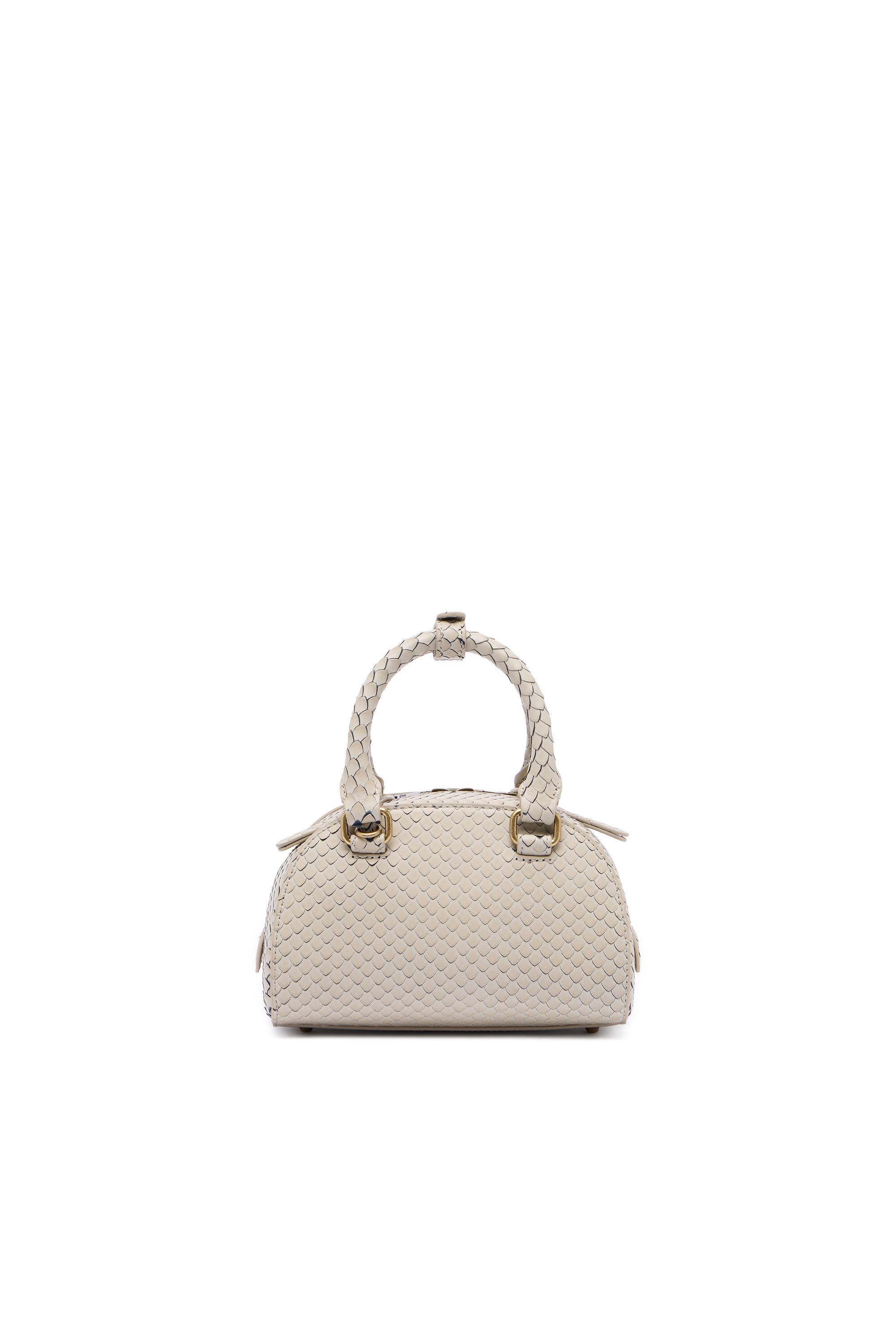Women's 1DR Dome-Mini bowling bag in snake-effect leather | Beige