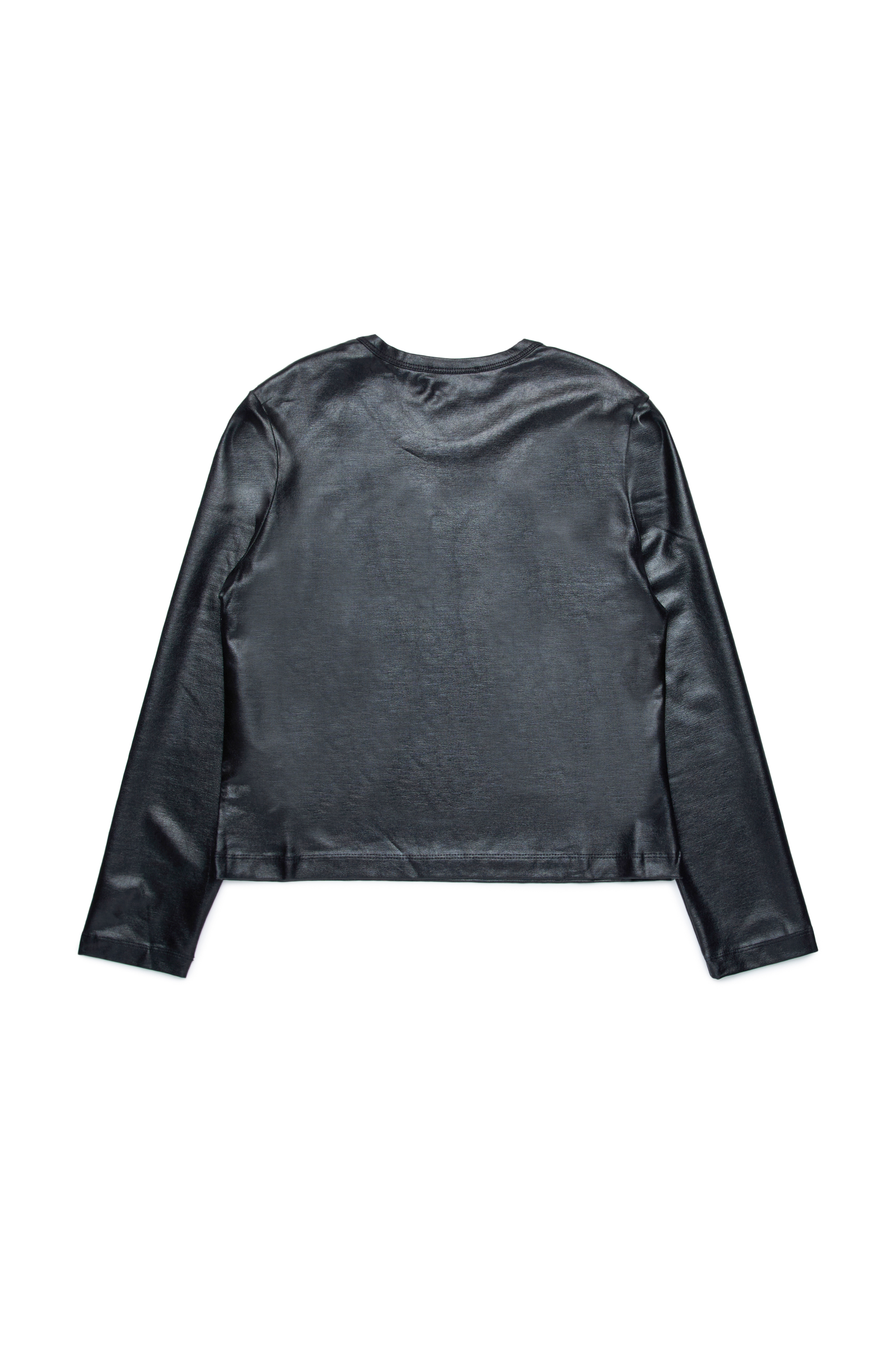 Diesel - TAKKY, Woman's Long-sleeve T-shirt in shiny coated fabric in Black - 2