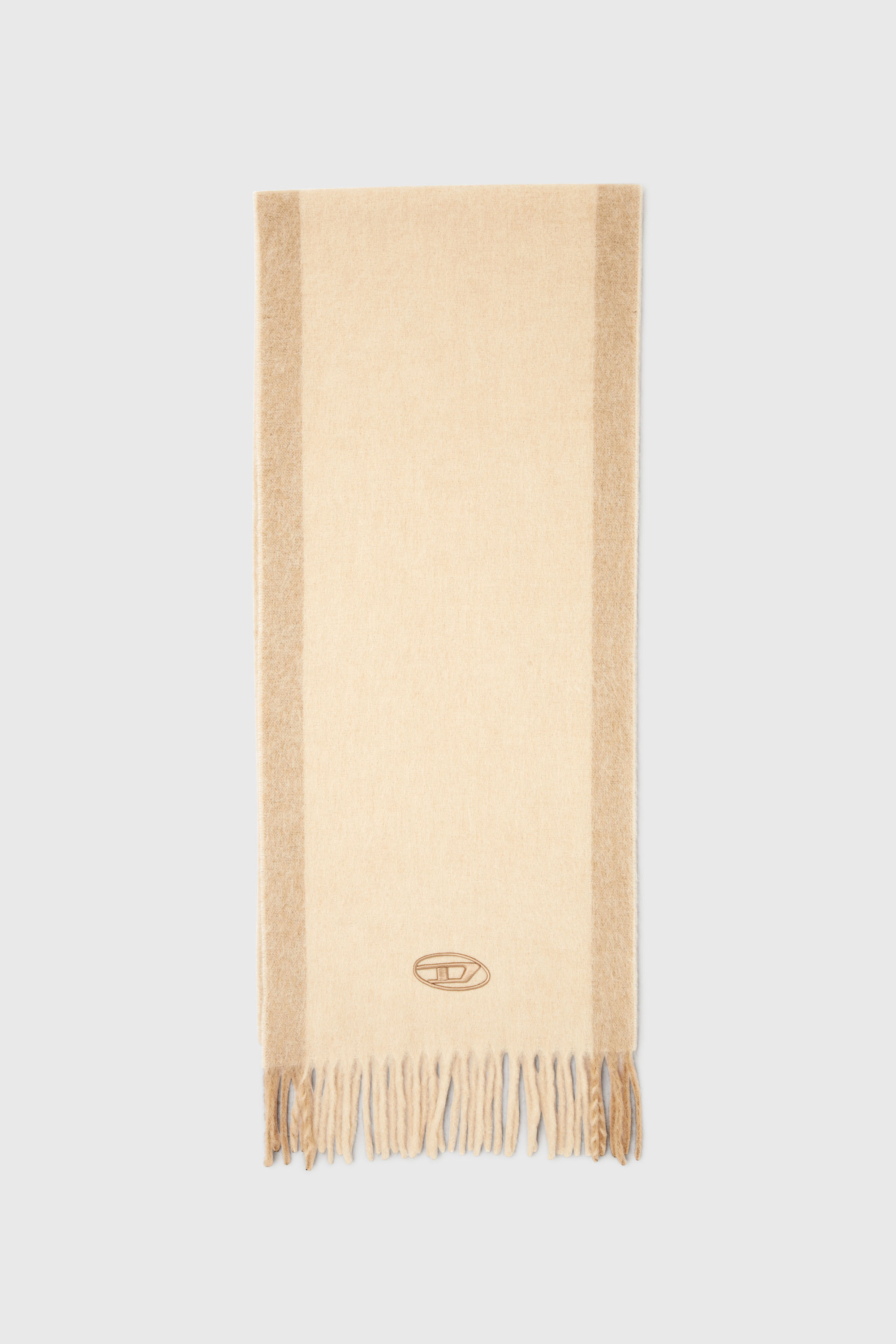 Diesel - S-OLID, Man's Wool-blend scarf with contrast stripes in Beige - 1