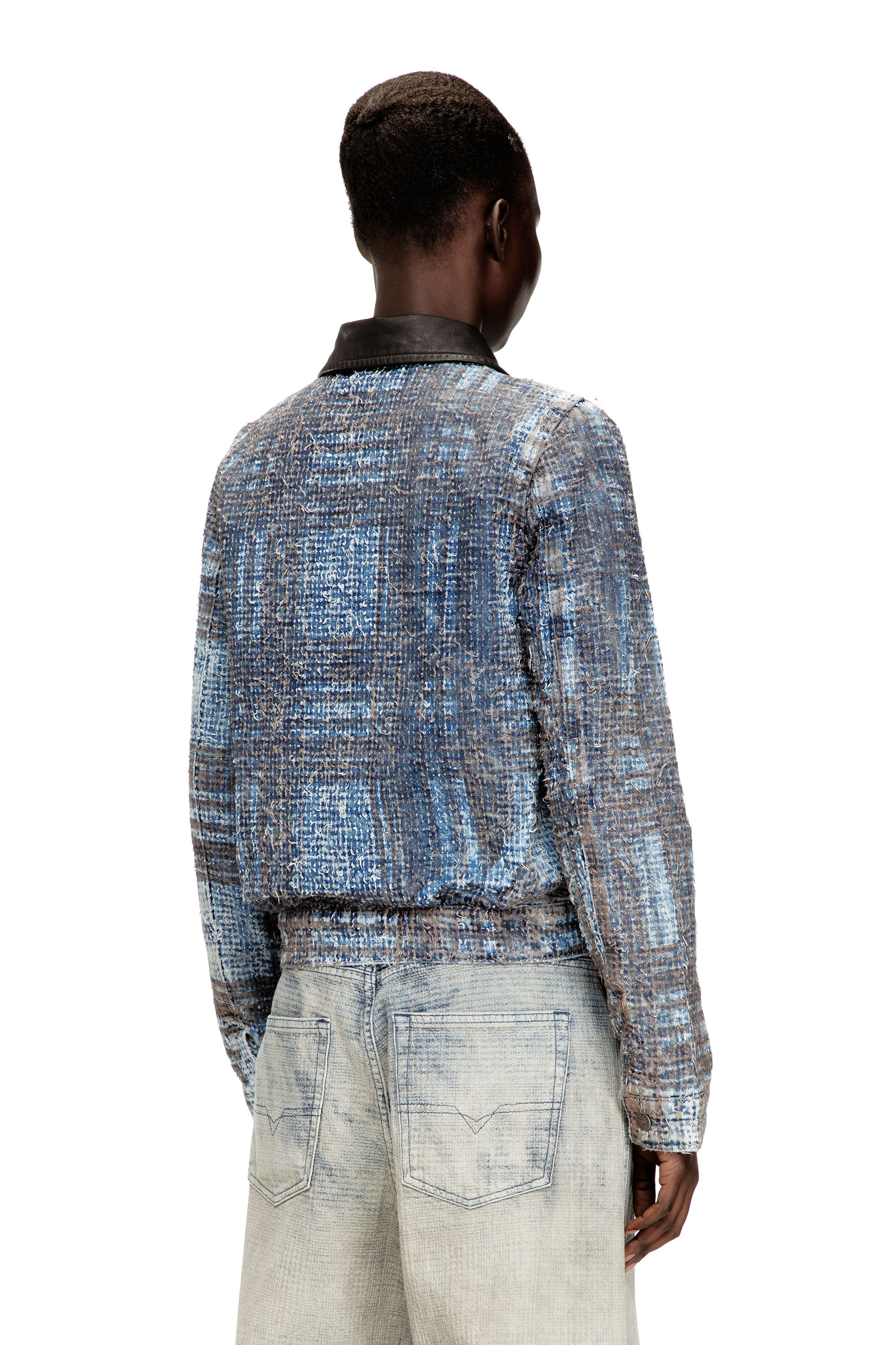 Diesel - DE-ATELI-S, Woman's Cropped jacket in graphic bouclé denim in null - 3