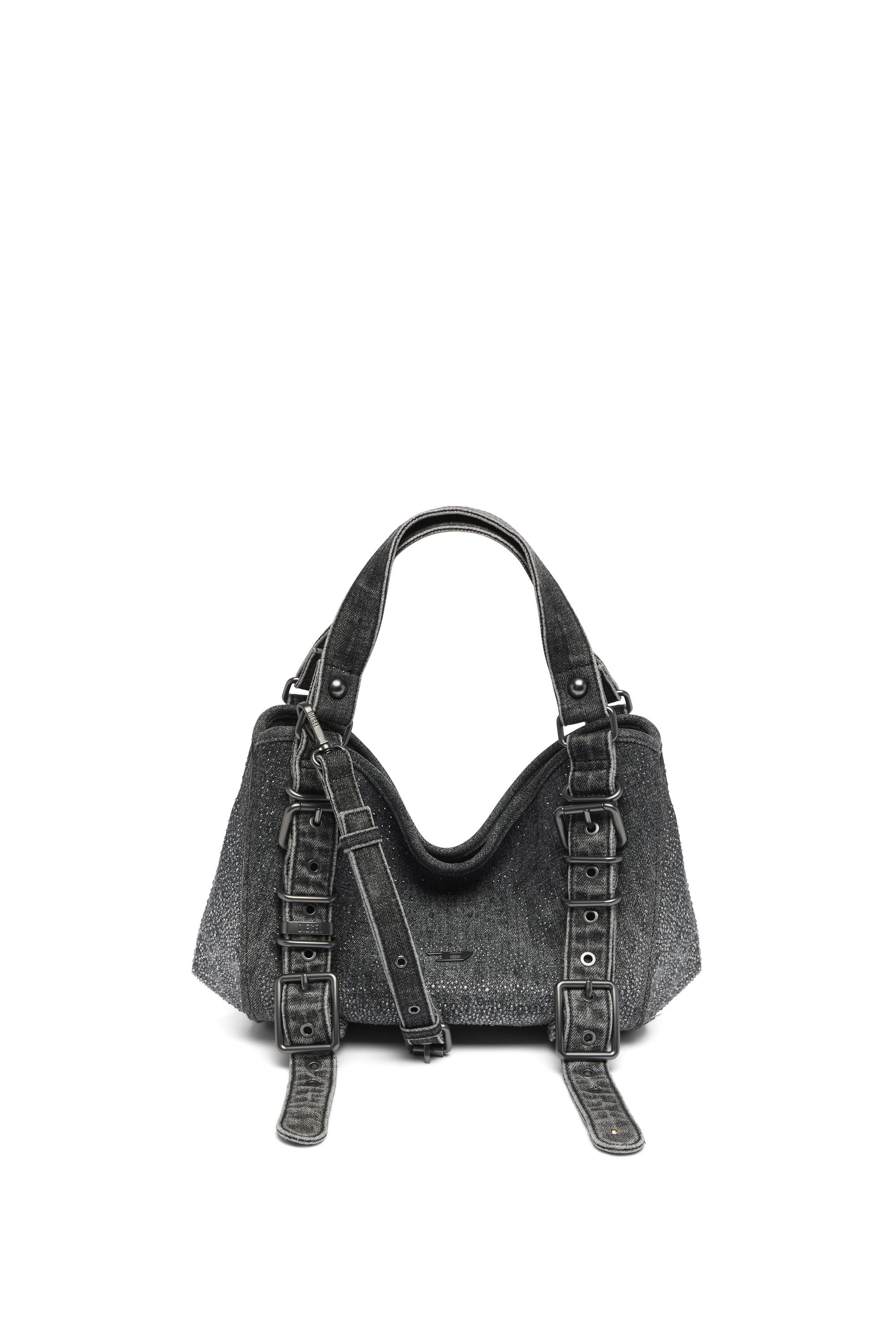 Diesel - D-ONE TOPHANDLE S, Woman's D-One-Small top-handle bag in crystal solarised denim in Black - 2