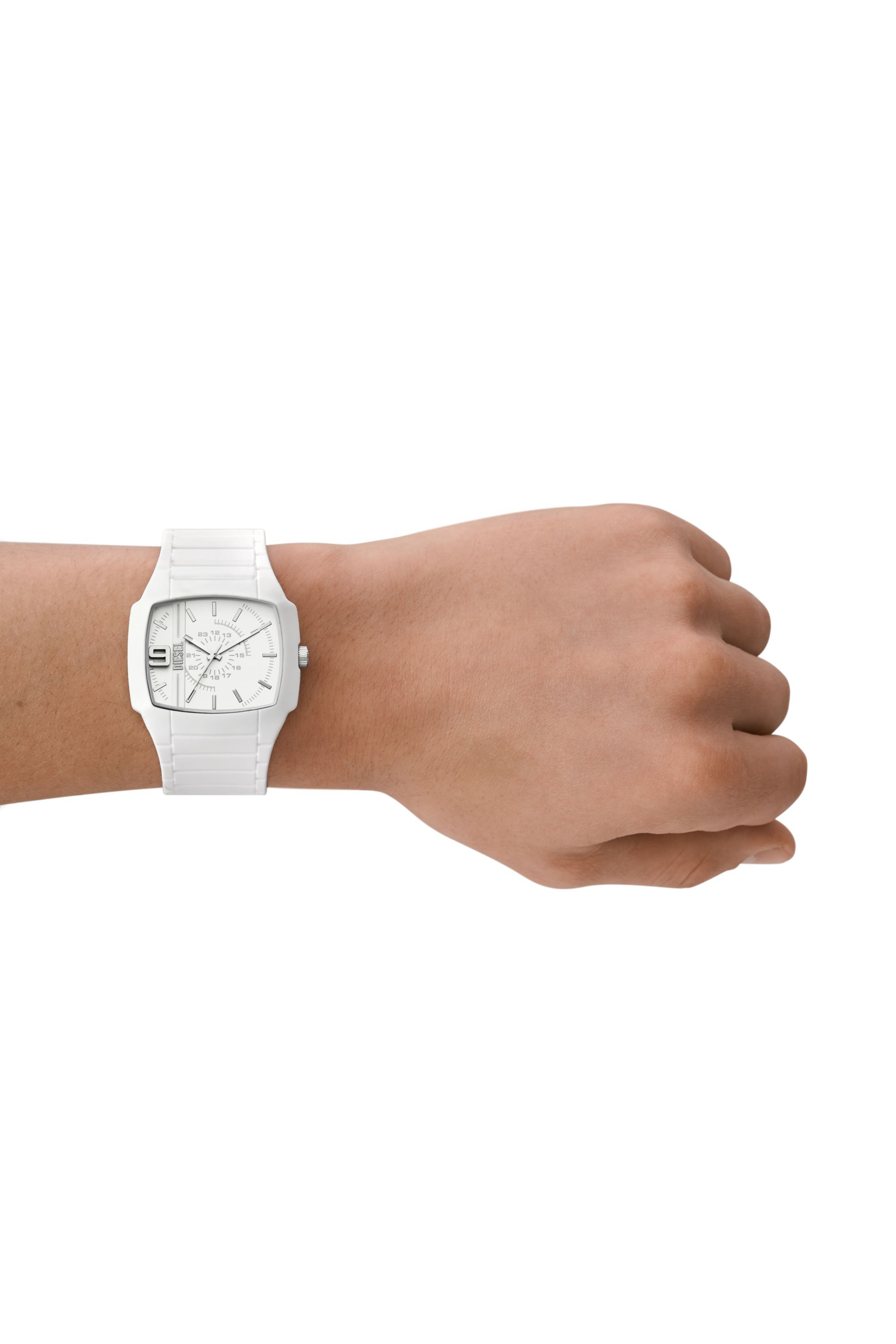 Diesel - DZ2204, Man Cliffhanger 2.0 three-hand white silicone watch in White - Image 4