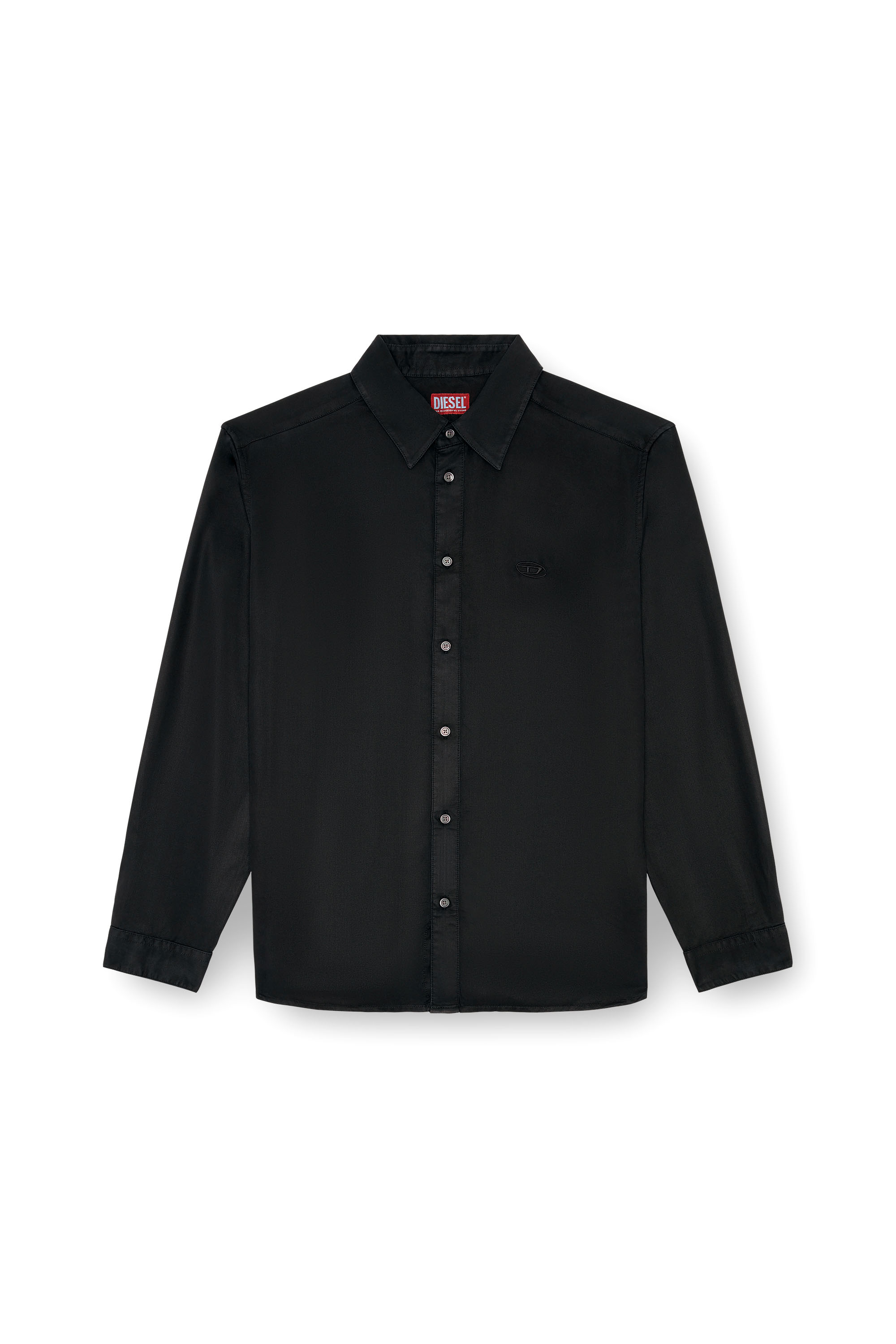 Diesel - S-SIMPLY-C, Man's Fluid shirt with logo embroidery in Black - 3