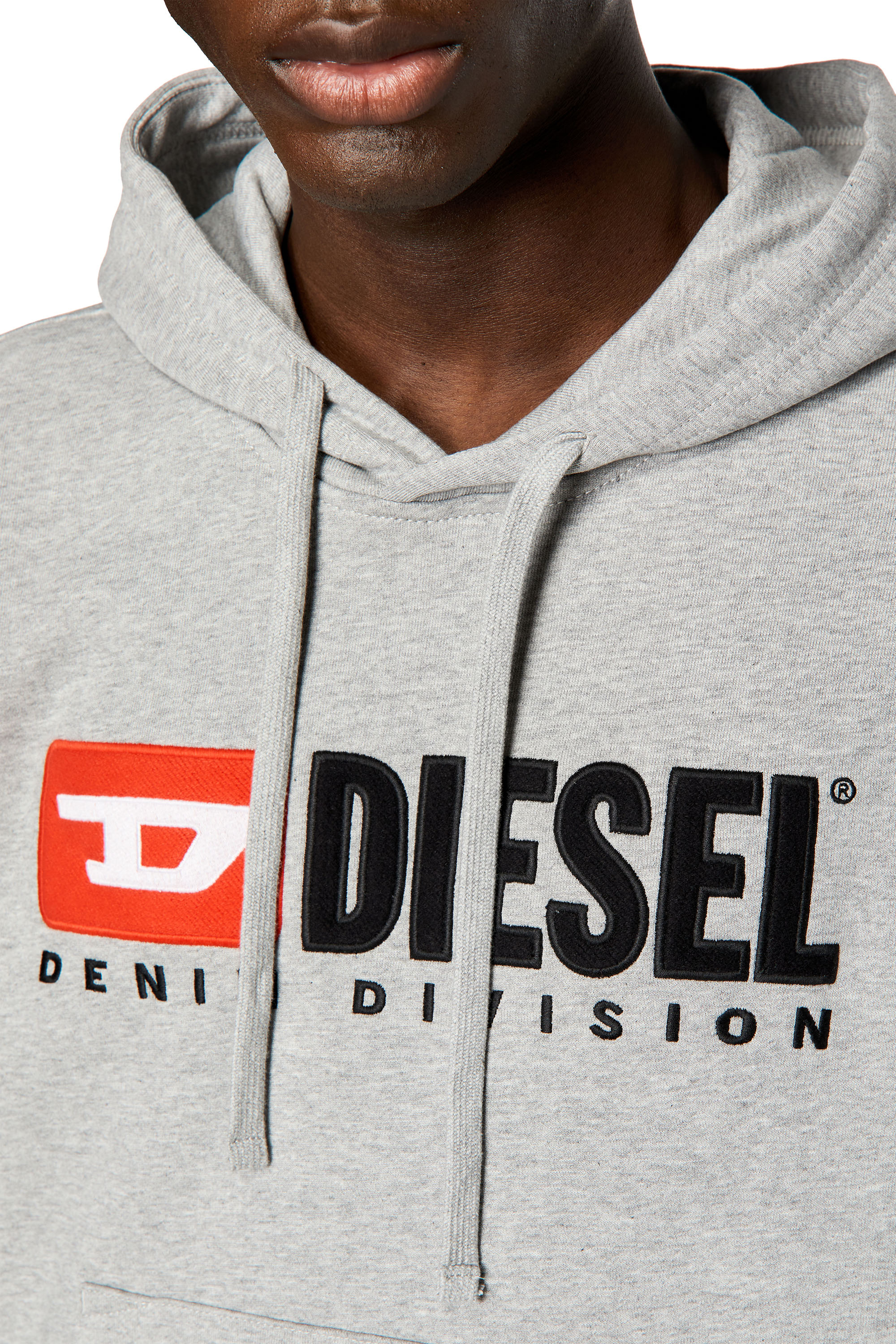 Diesel - S-GINN-HOOD-DIV, Man Hoodie with logo appliqué in Grey - Image 5