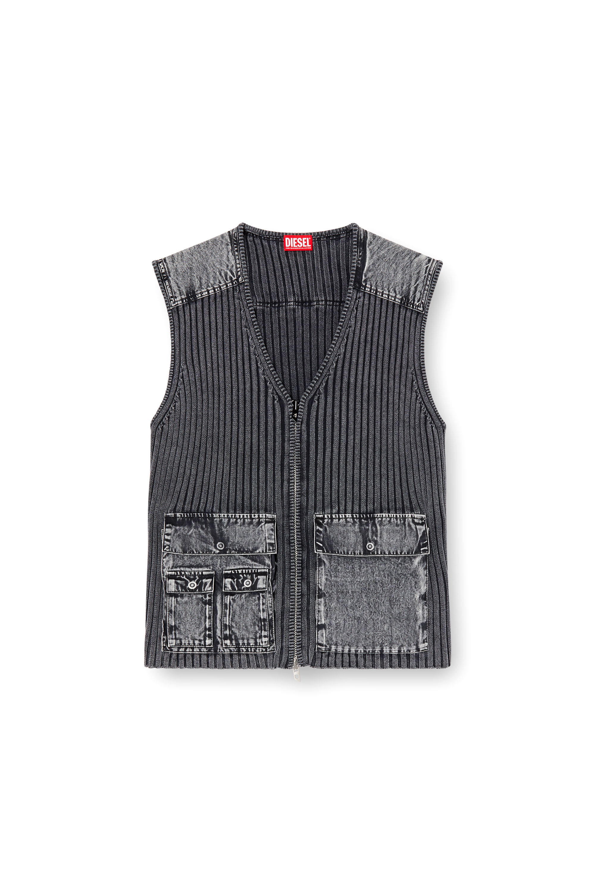 Diesel - K-MARGIE, Man's Utility vest with contrast panels in Dark grey - 3